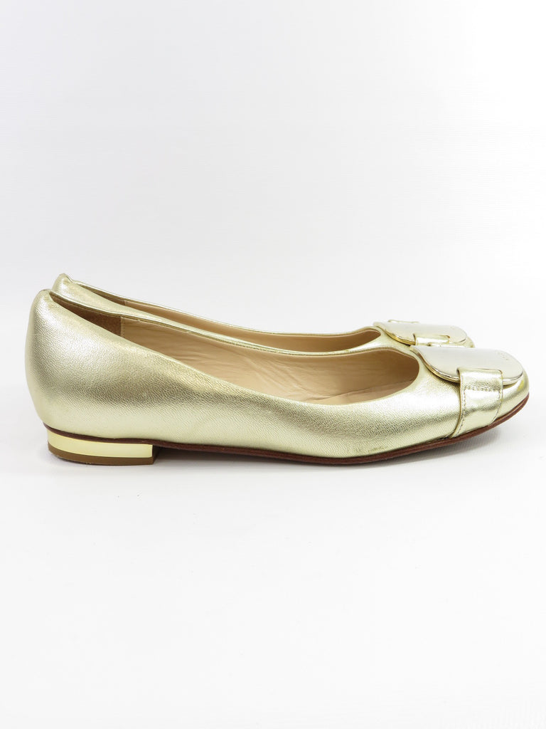 shiny gold flats