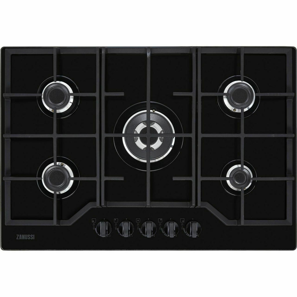 Zanussi ZGGN755K Built In 74cm 5 Burners Gas Hob Black LPG Convertible