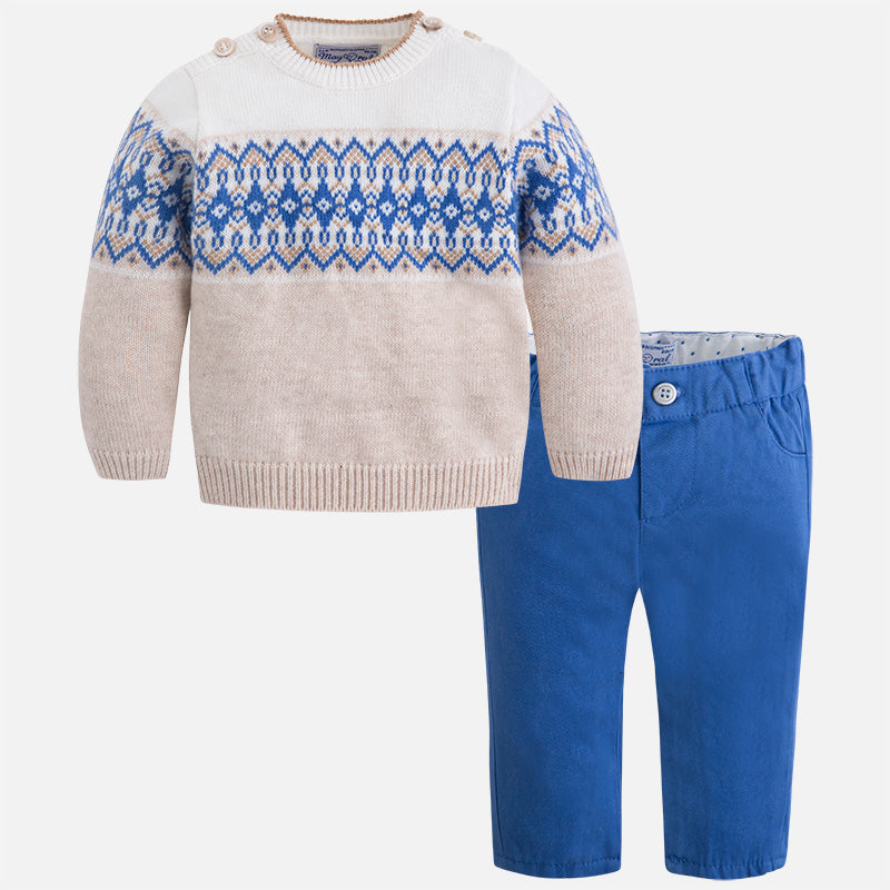 2539 Baby boy jumper and twill pants set Tres Elegant