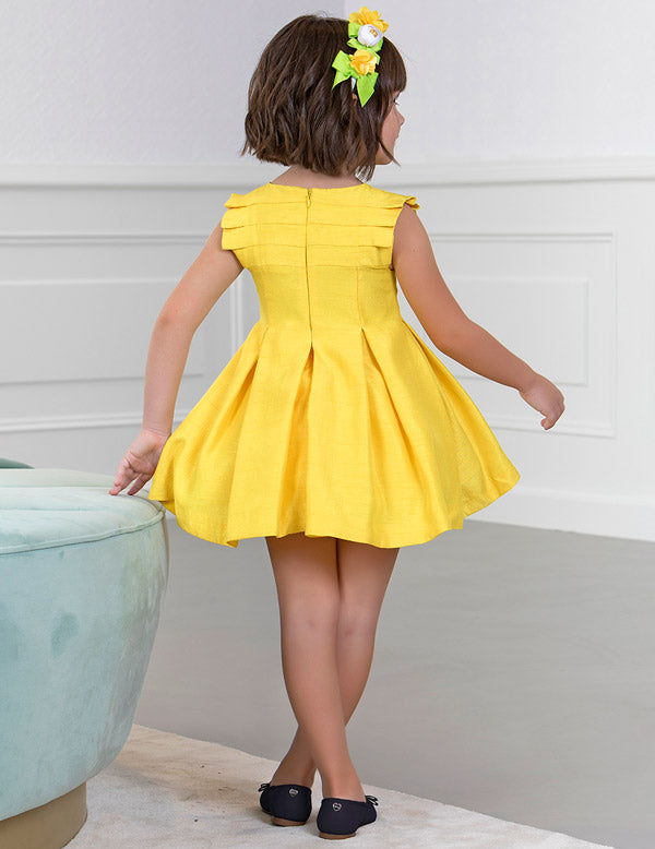 yellow shiny dress