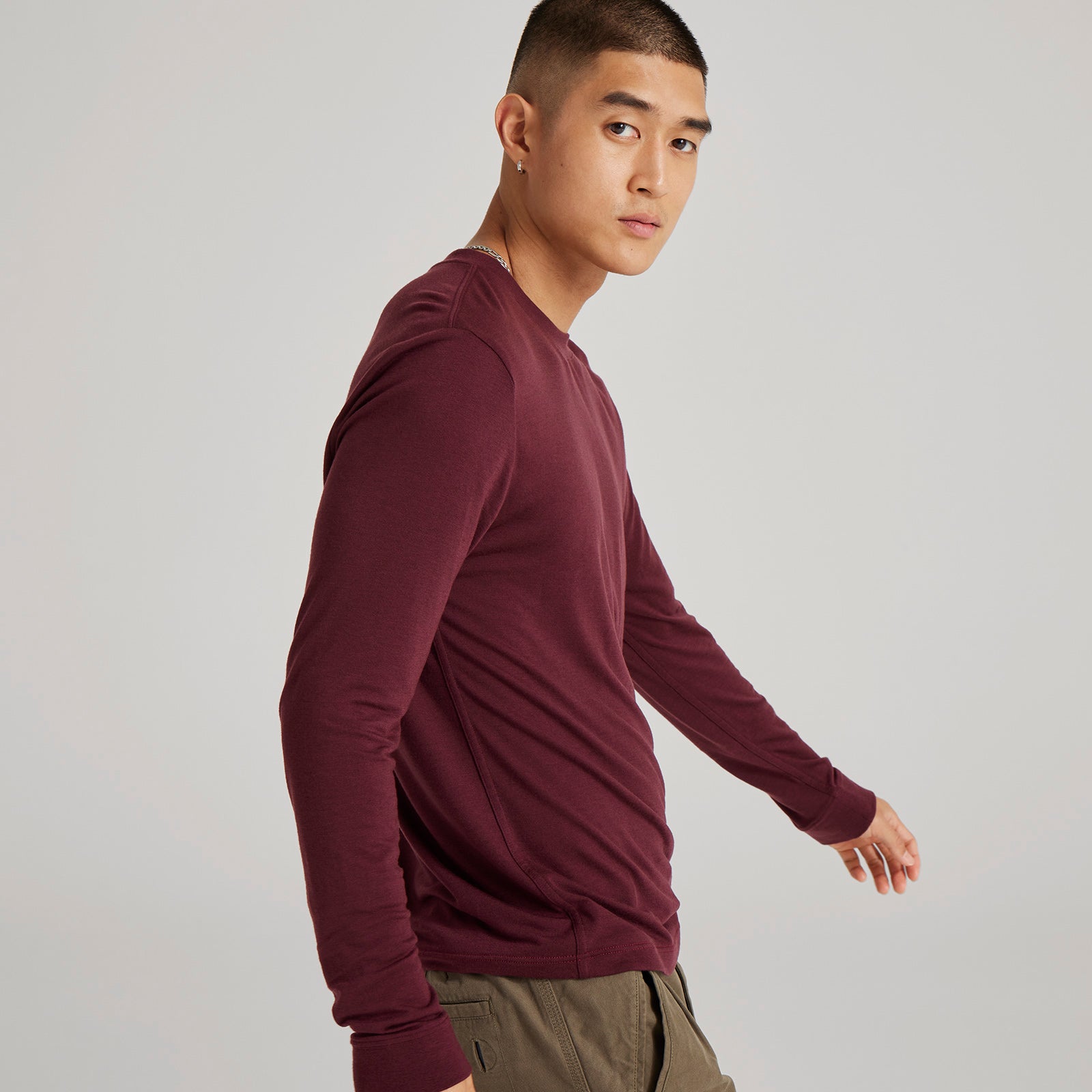 Men's Long Sleeve Sea Tee - Aubergine