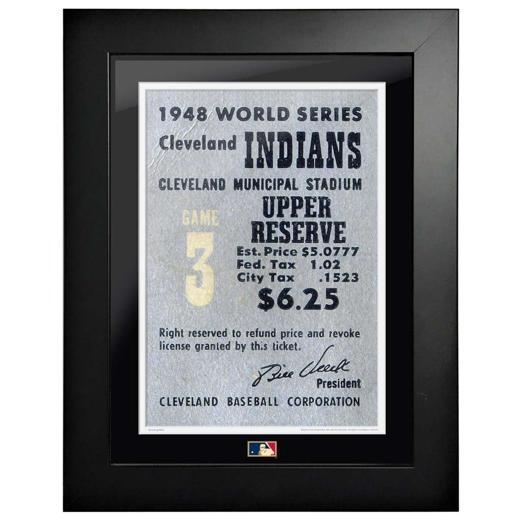 12x16 World Series Ticket Framed Cleveland Indians 1948 G3L