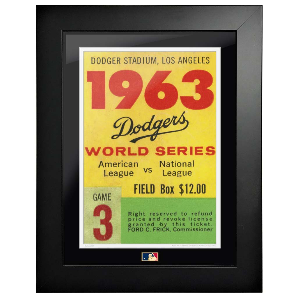 12x16 World Series Ticket Framed Los Angeles Dodgers 1963 G3L