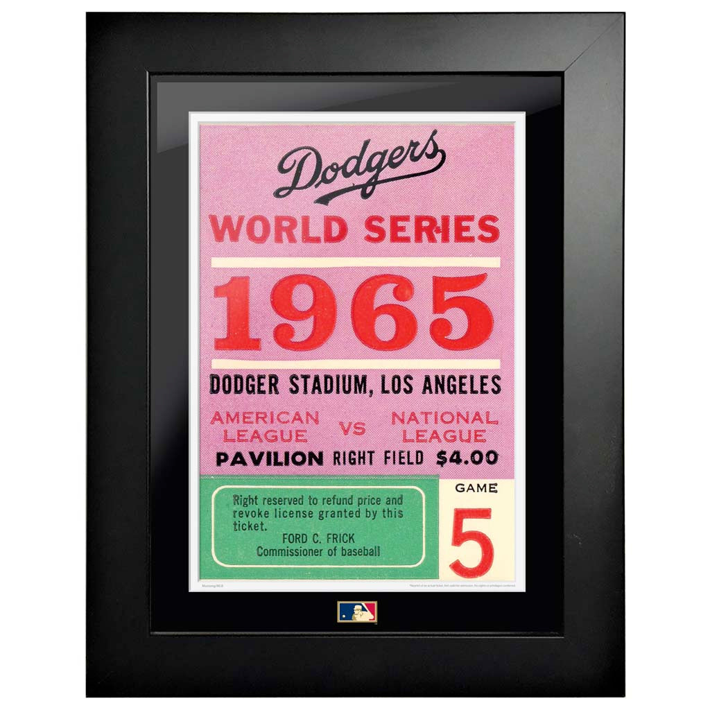 12x16 World Series Ticket Framed Los Angeles Dodgers 1965 G5L