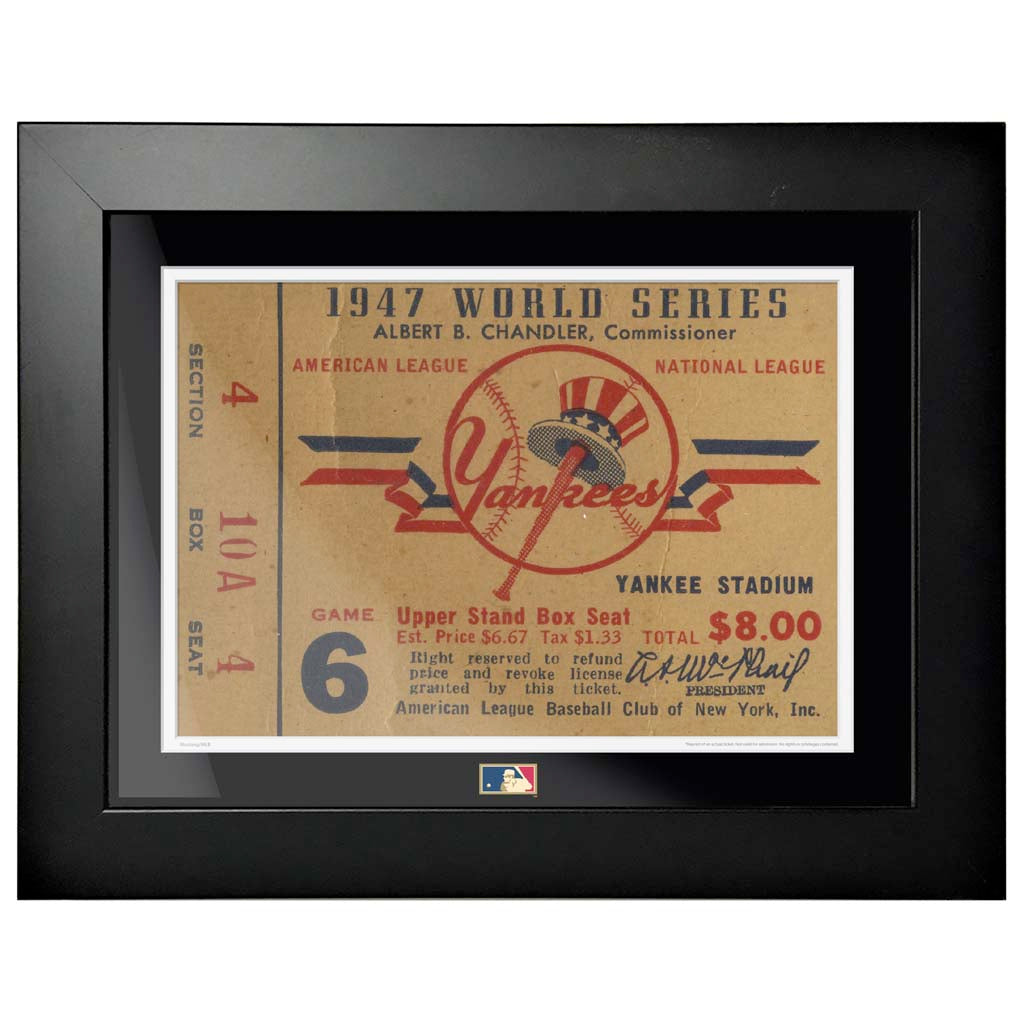 12x16 World Series Ticket Framed New York Yankees 1947 G6R