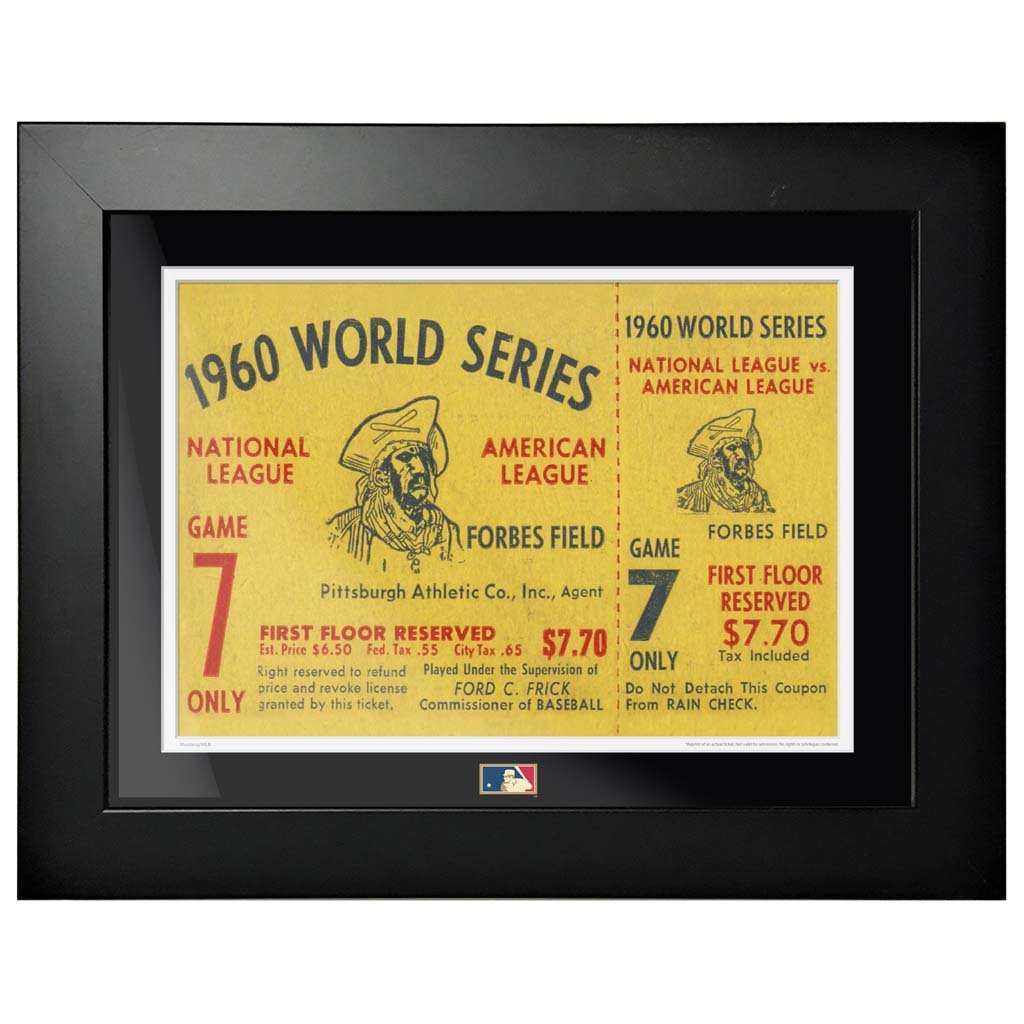 12x16 World Series Ticket Framed Pittsburgh Pirates 1960 G7L