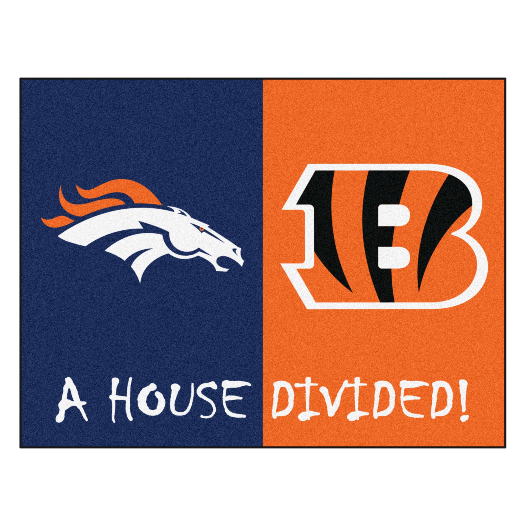 NFL House Divided - Broncos / Bengals House Divided Mat