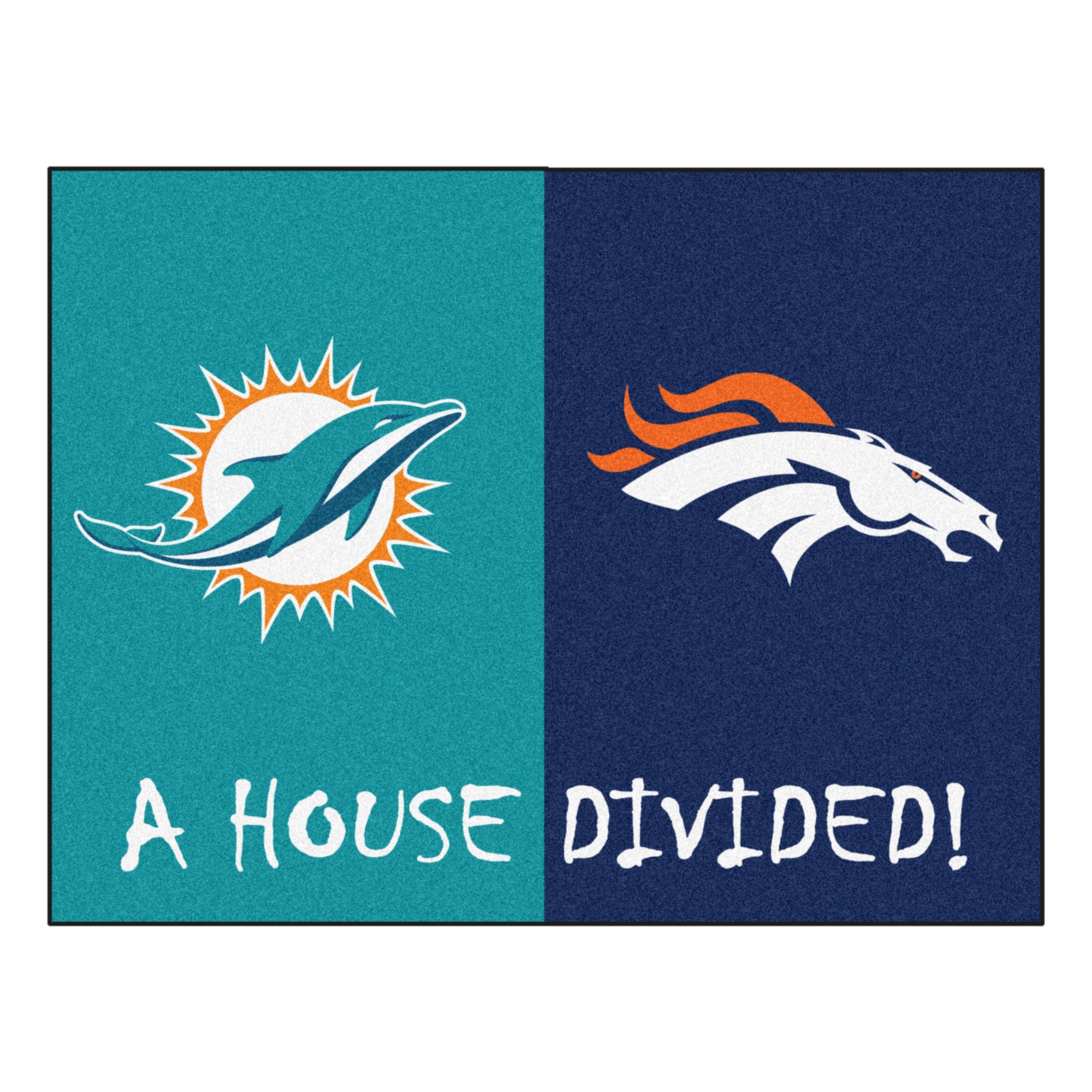 NFL House Divided - Dolphins / Broncos House Divided Mat