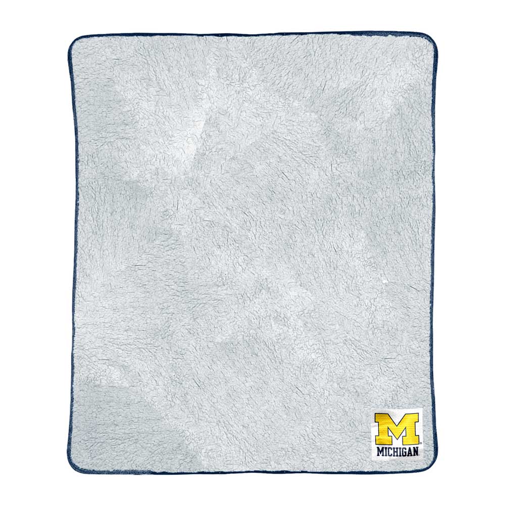 Michigan Wolverines Patch Two-Tone Sherpa Throw Blanket