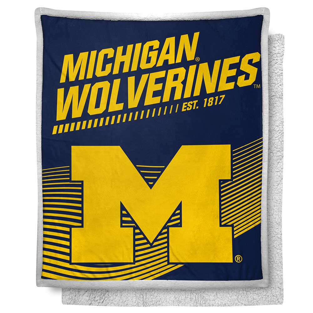 Michigan Wolverines New School Mink Sherpa Throw Blanket