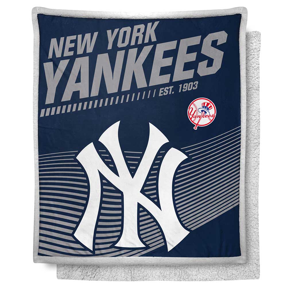 New York Yankees MLB New School Mink Sherpa Throw Blanket