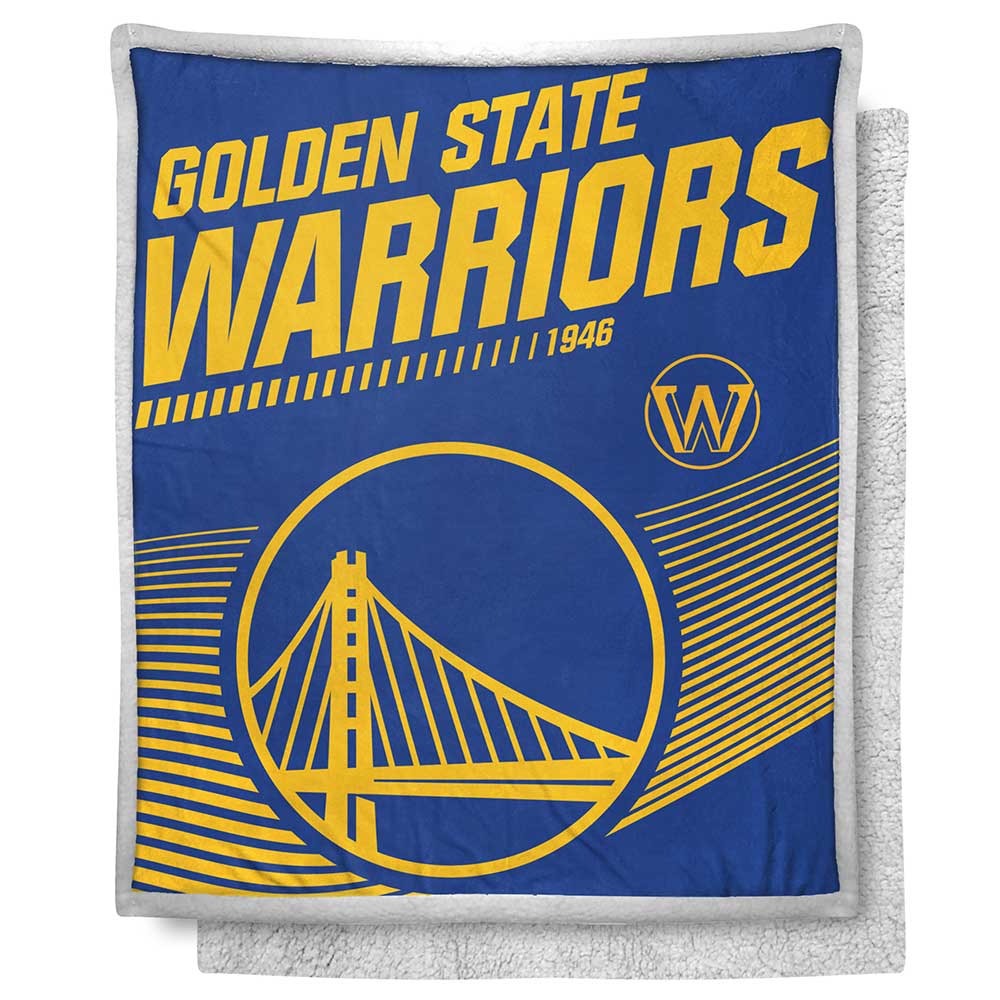Golden State Warriors NBA New School Mink Sherpa Throw Blanket