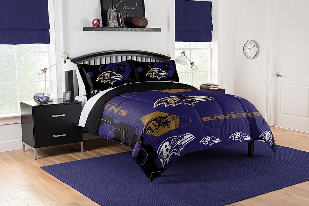 Baltimore Ravens NFL Hexagon Full/Queen Comforter & Sham Set