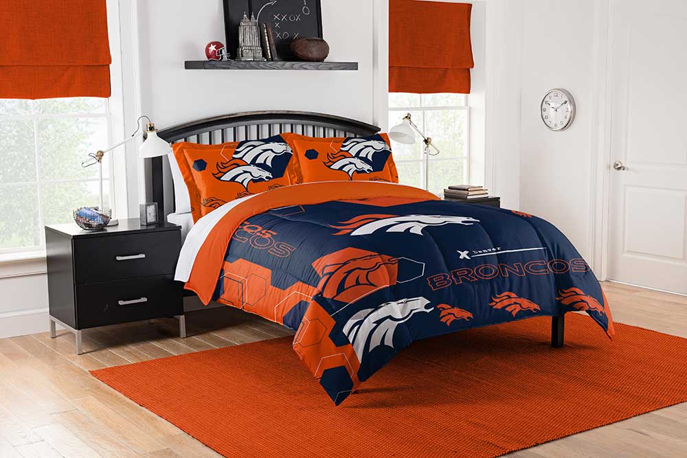 Denver Broncos NFL Hexagon King Comforter & Sham Set