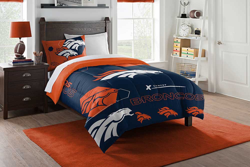 Denver Broncos NFL Hexagon Twin Comforter & Sham Set