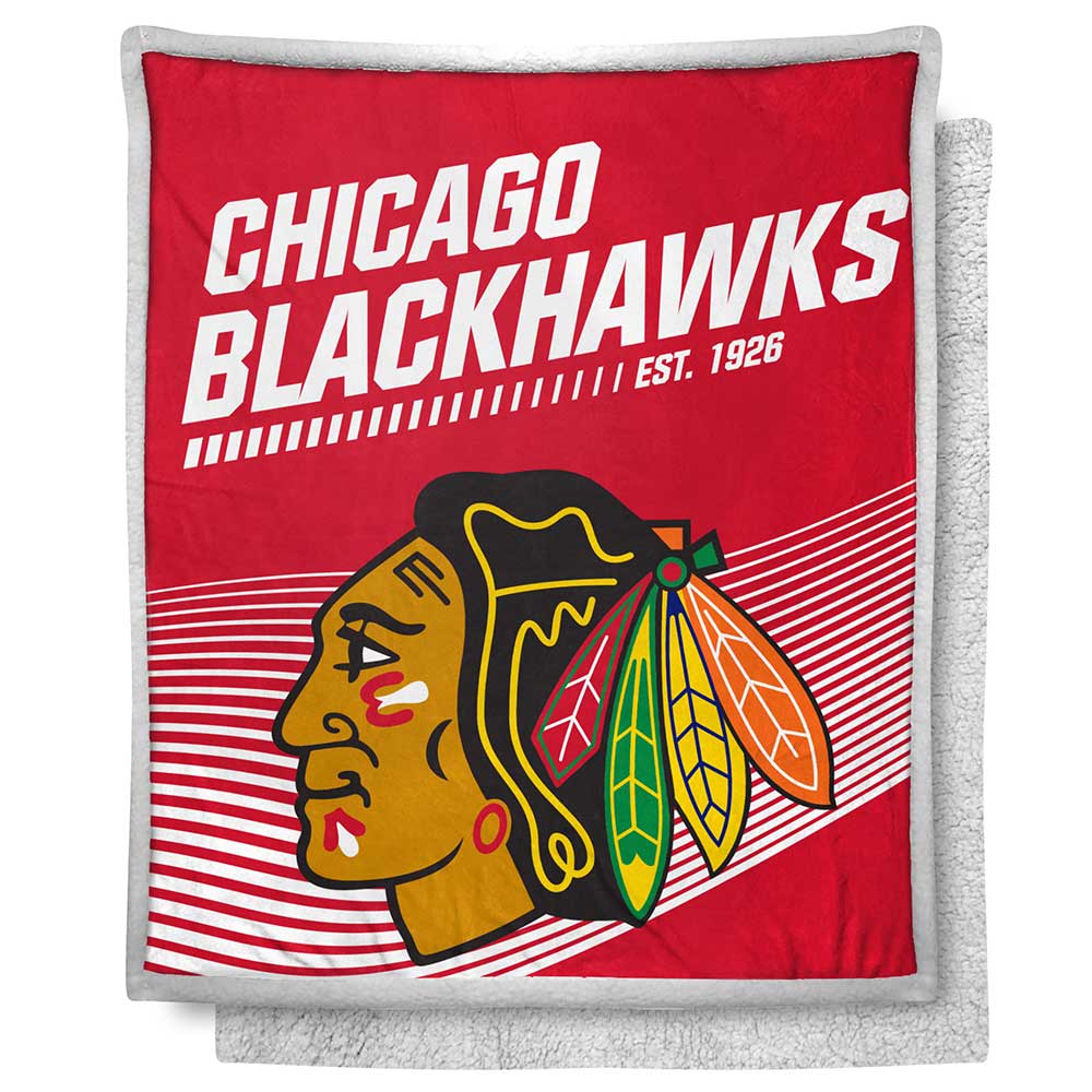 Chicago Blackhawks NHL New School Mink Sherpa Throw Blanket