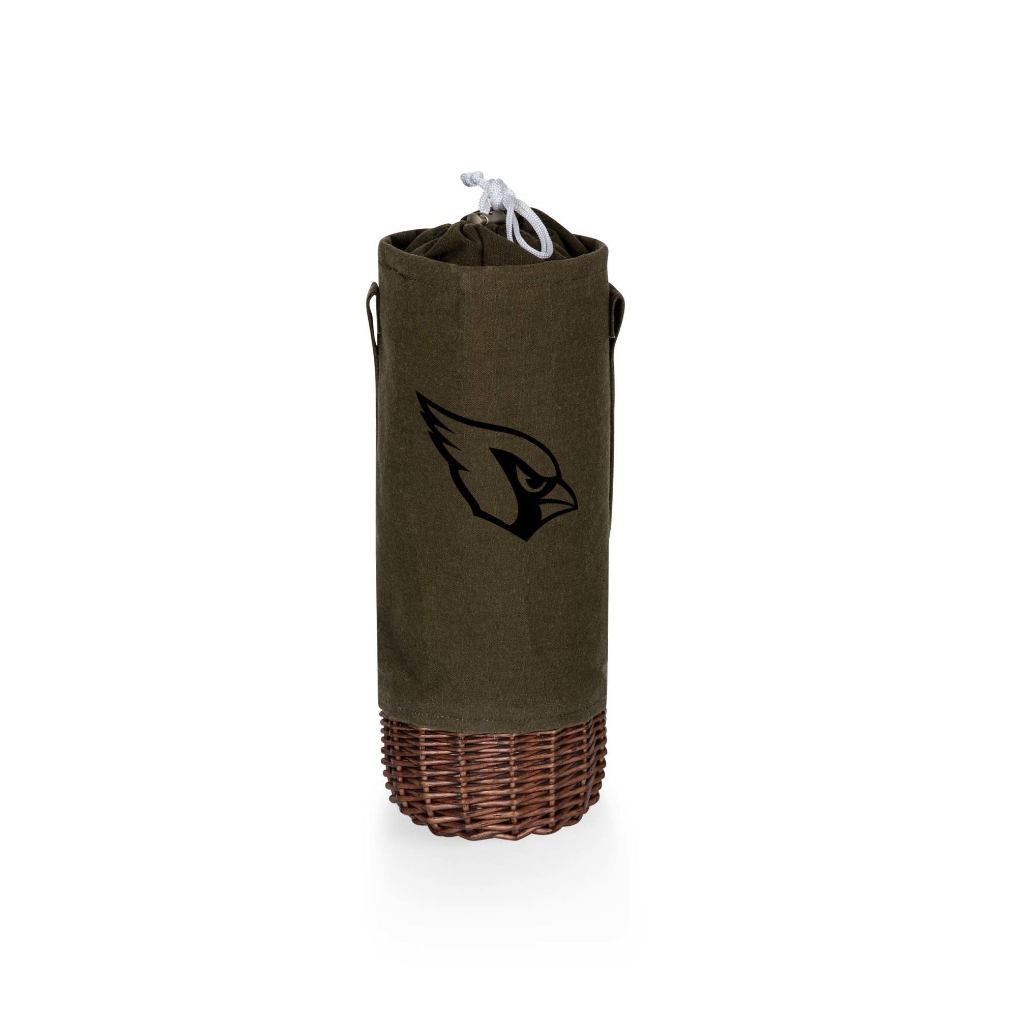 Arizona Cardinals - Malbec Insulated Canvas and Willow Wine Bottle Basket, (Khaki Green with Beige Accents)