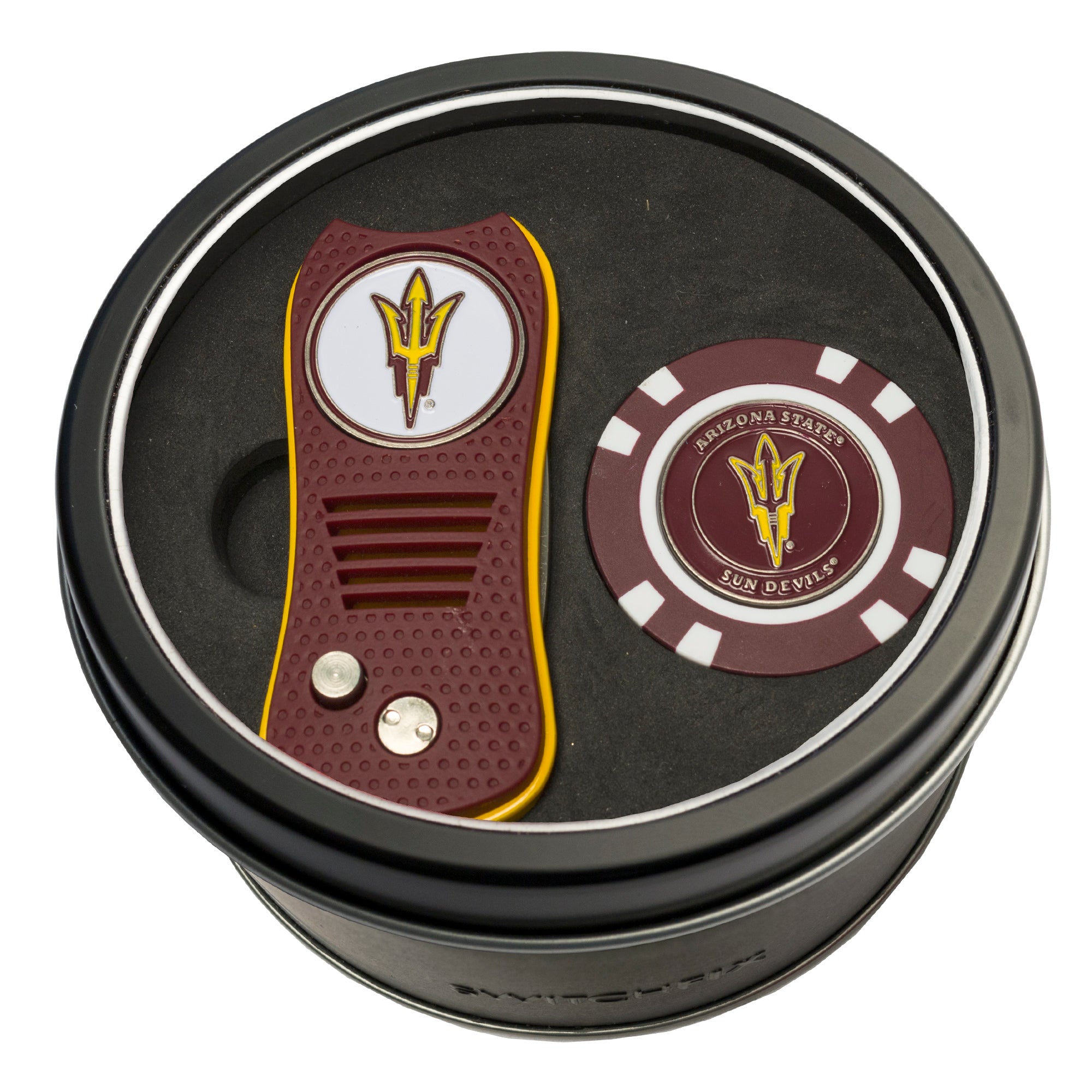 Arizona State Switchblade Divot Tool + Golf Chip Tin Gift Set