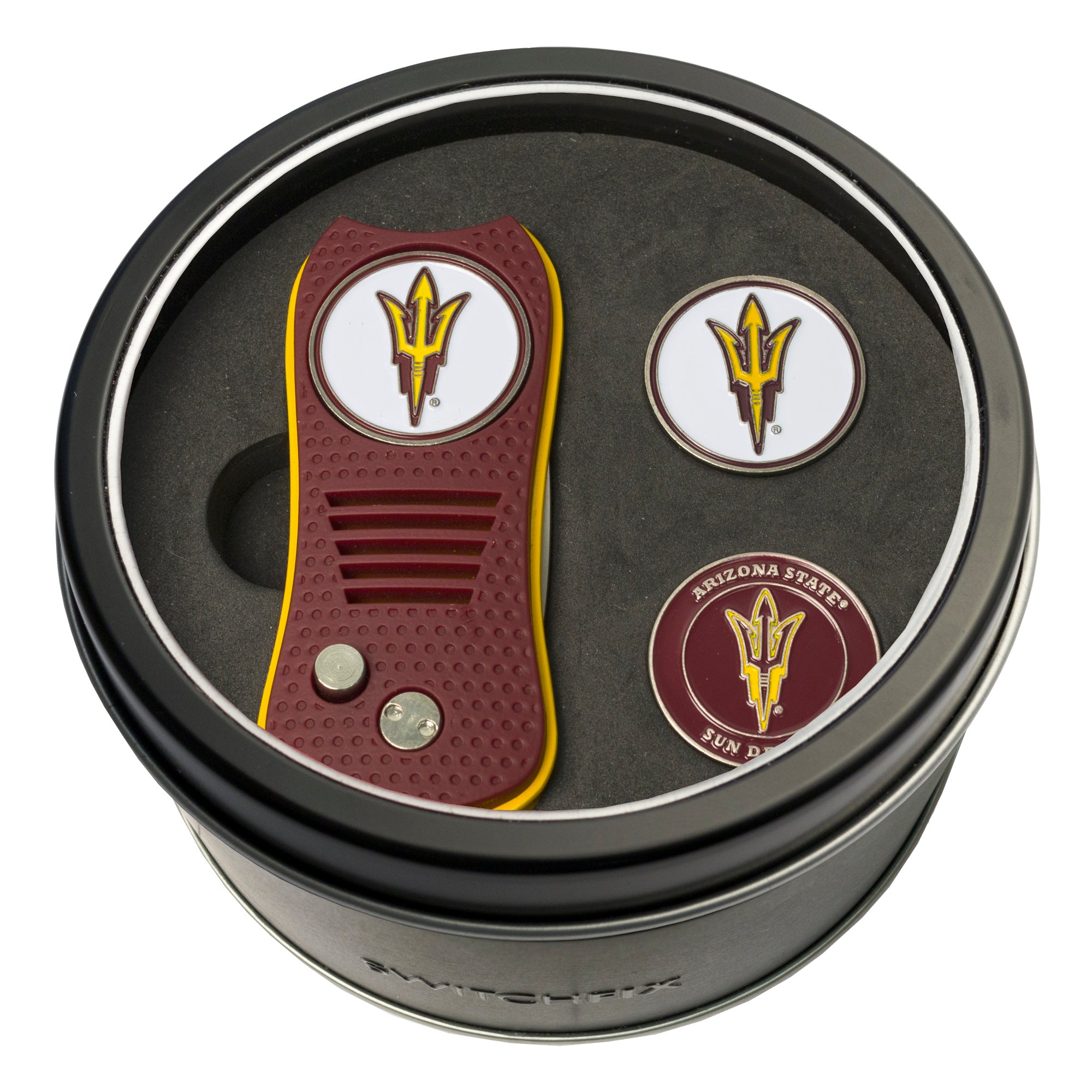 Arizona State Switchblade Divot Tool + 2 Ball Marker Tin Gift Set