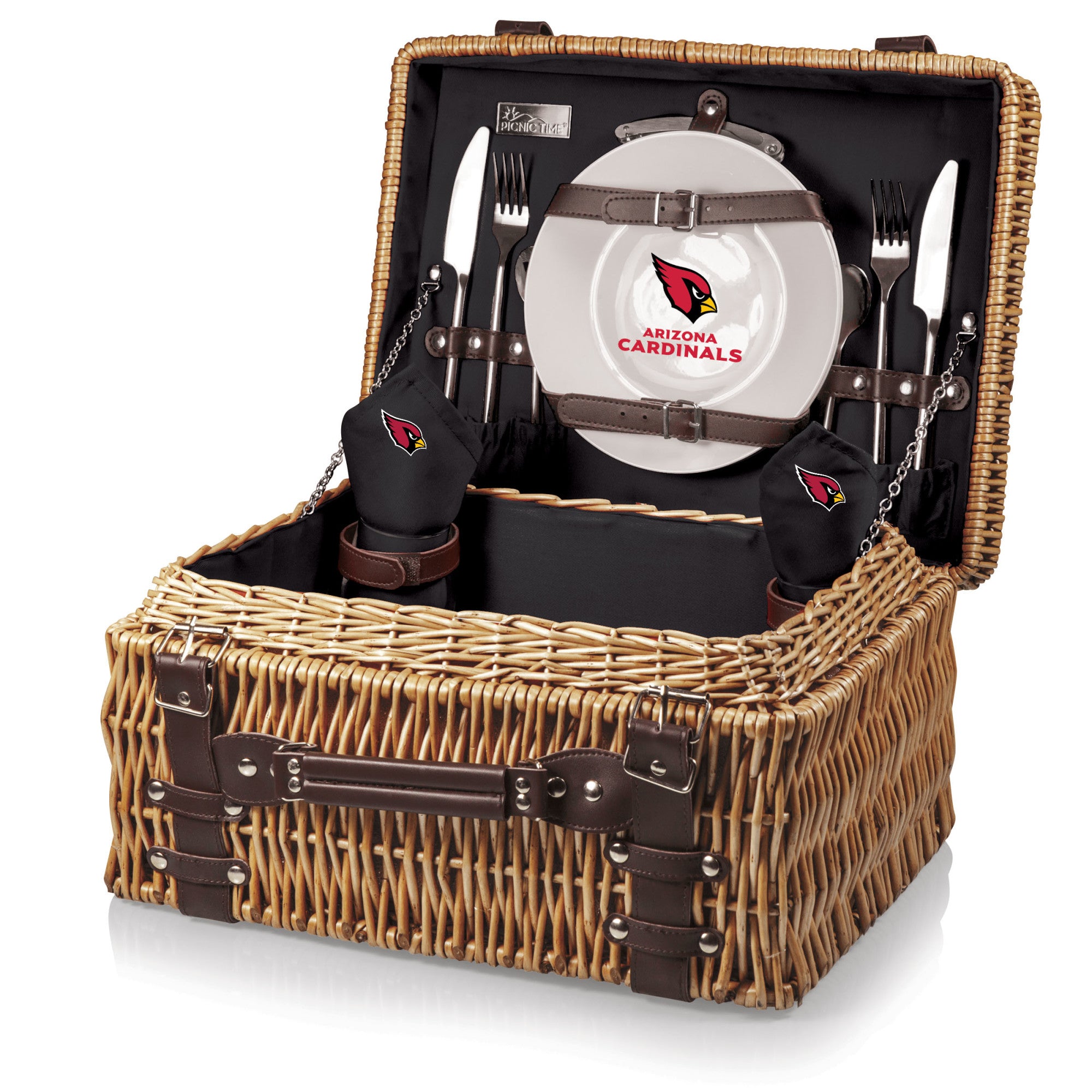 Picnic Time - Arizona cardinals - champion picnic basket, (black with brown accents)