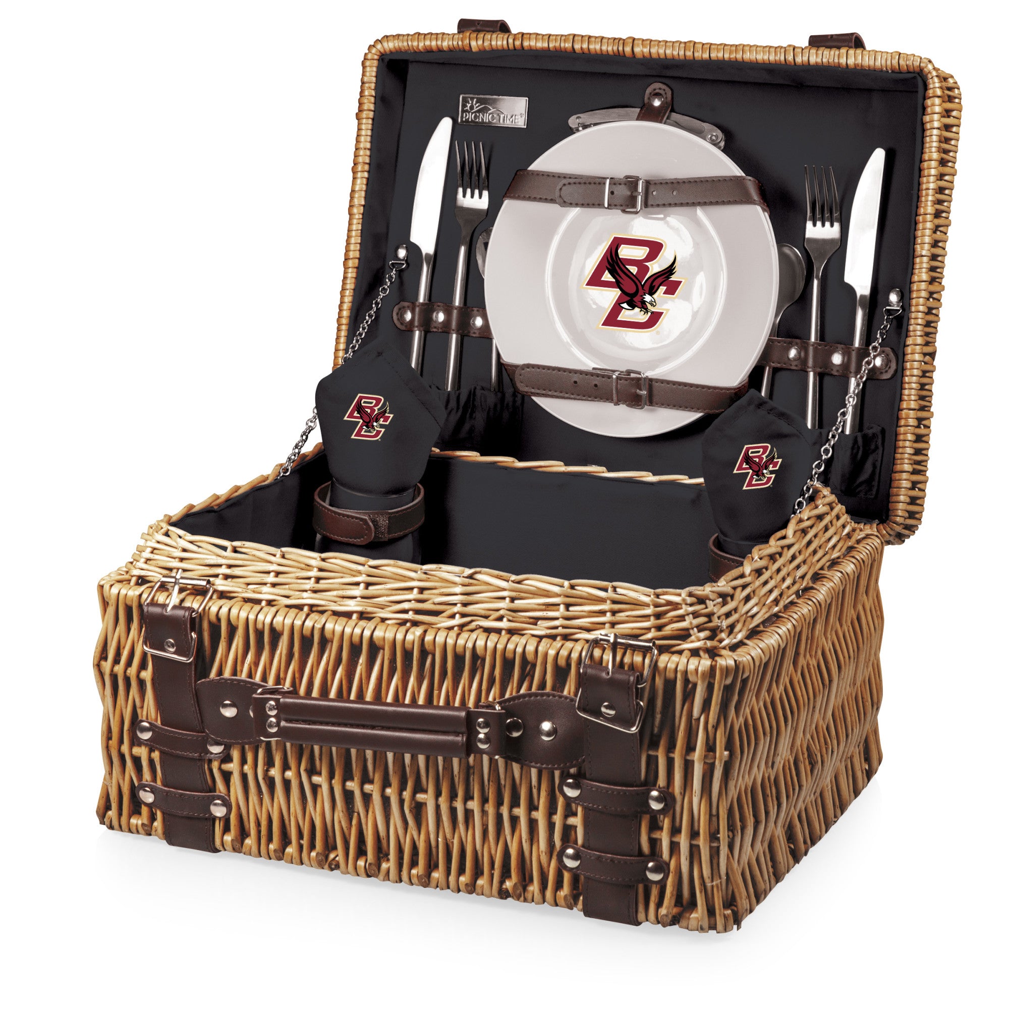 Boston College Eagles - Champion Picnic Basket, (Black with Brown Accents)