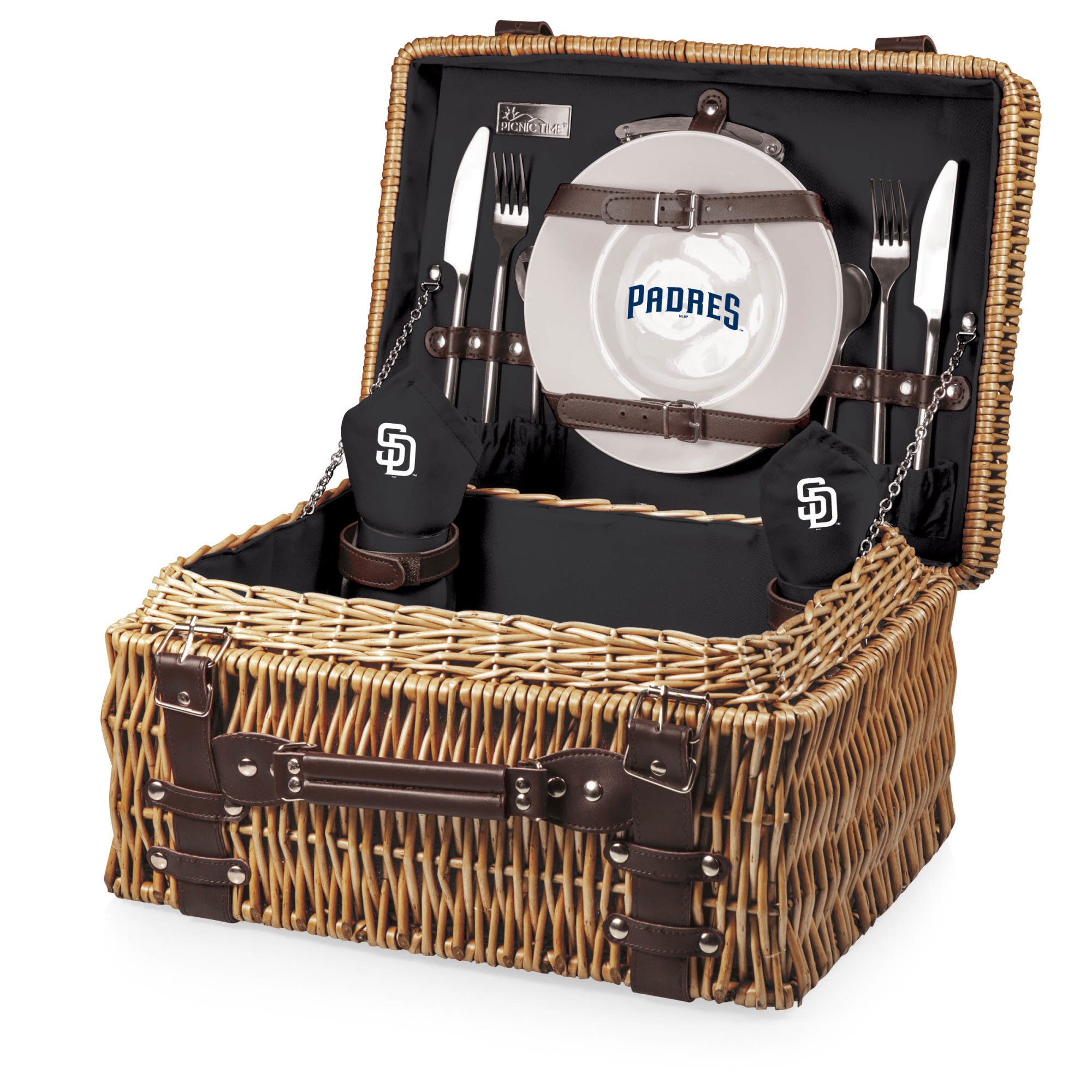 San Diego Padres - Champion Picnic Basket, (Black with Brown Acc