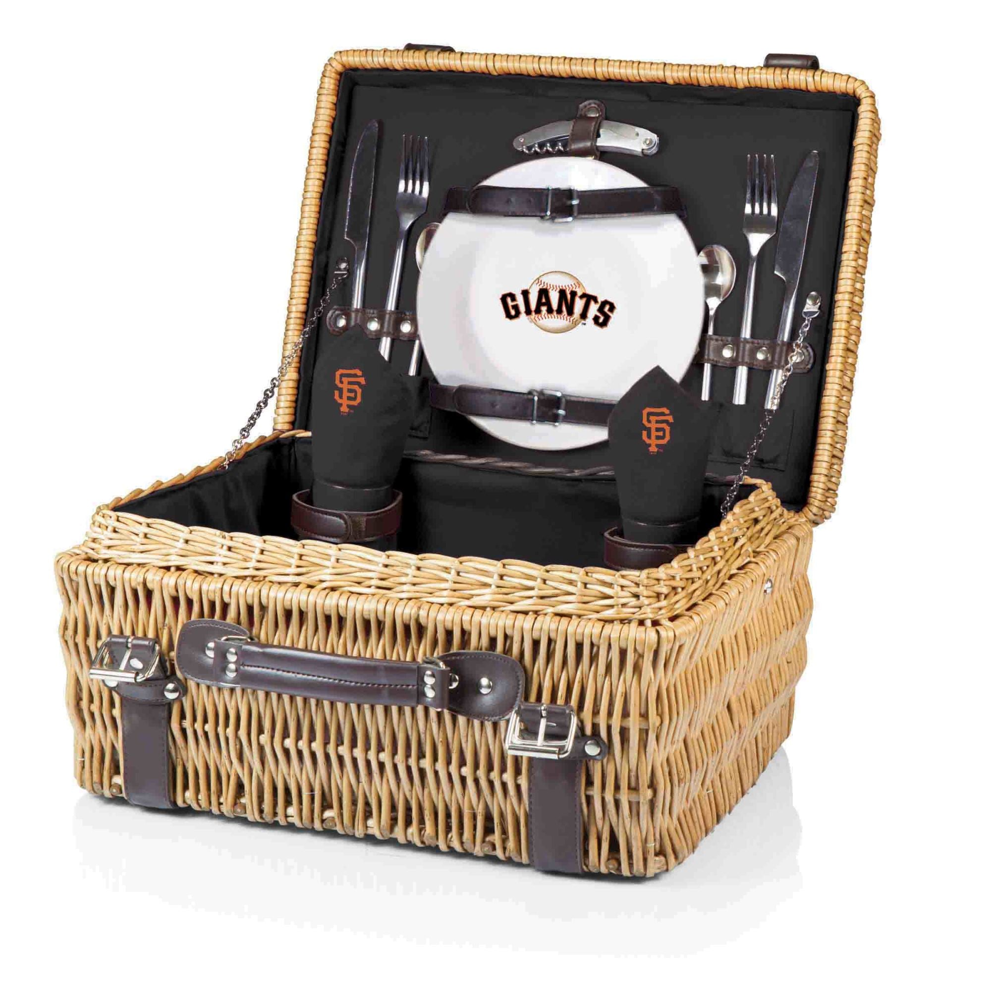 San Francisco Giants - Champion Picnic Basket, (Black with Brown Accents)