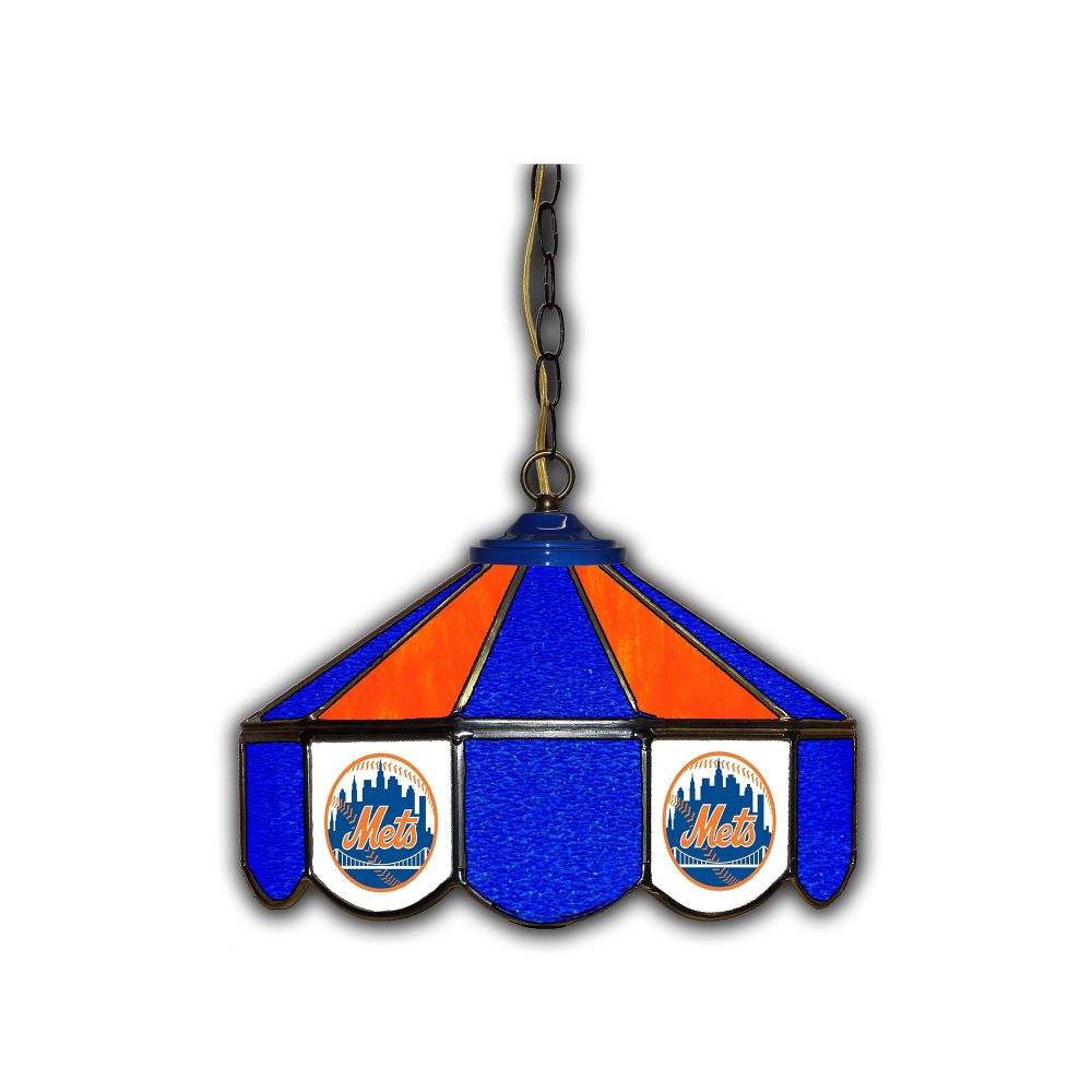 New York Mets 14-In. Stained Glass Pub Light