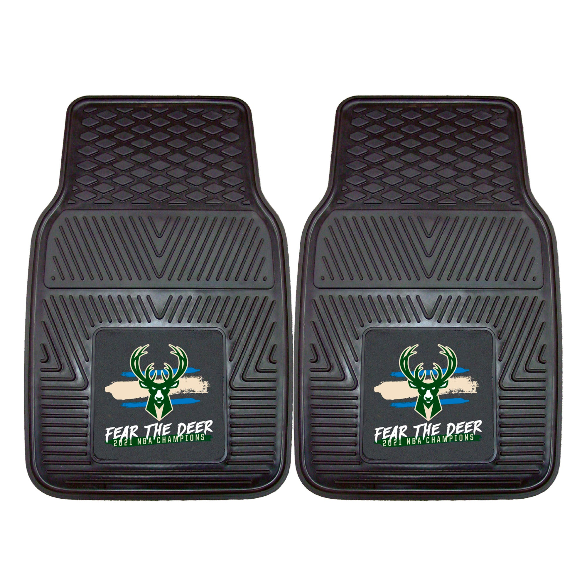 Milwaukee Bucks 2021 NBA Champions 2-pc Vinyl Car Mat Set