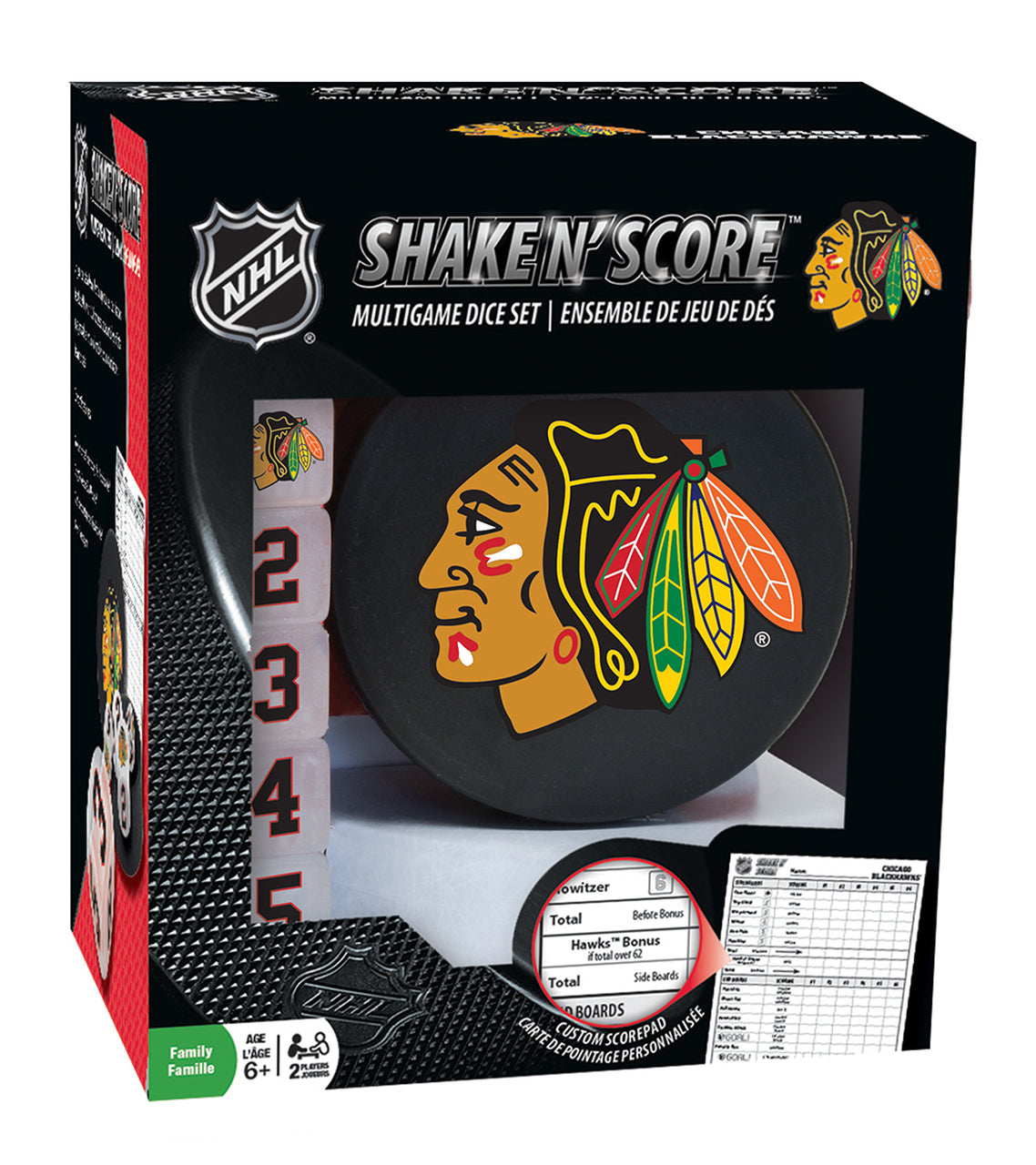 CHICAGO BLACKHAWKS SHAKE N SCORE TRAVEL DICE GAME