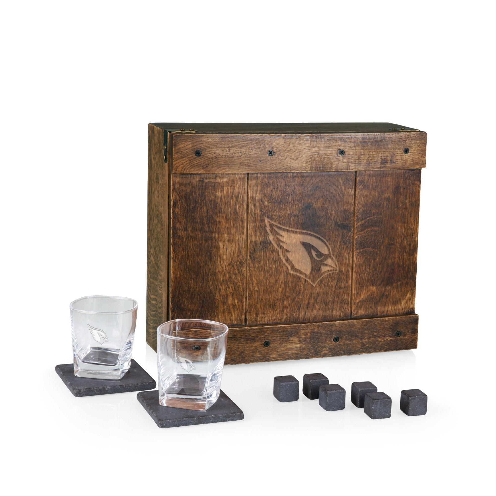 Arizona Cardinals - Whiskey Box Gift Set, (Oak Wood)