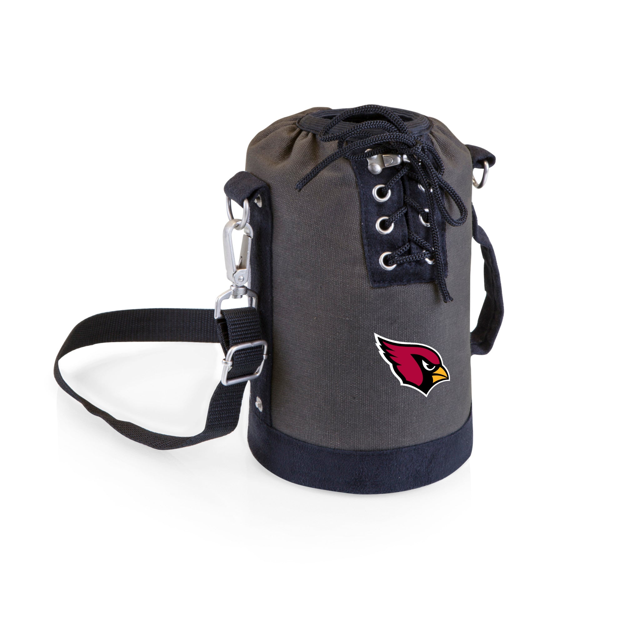 Picnic Time - Arizona cardinals - insulated growler tote with 64 oz. stainless steel growler, (gray with black accents & matte black growler)