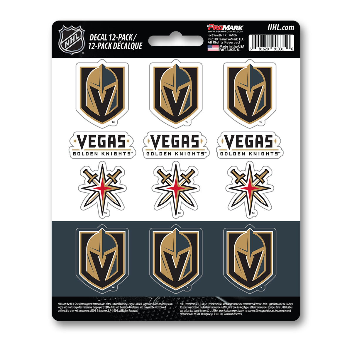 NHL - Vegas Golden Knights Mini Decal 12-pk