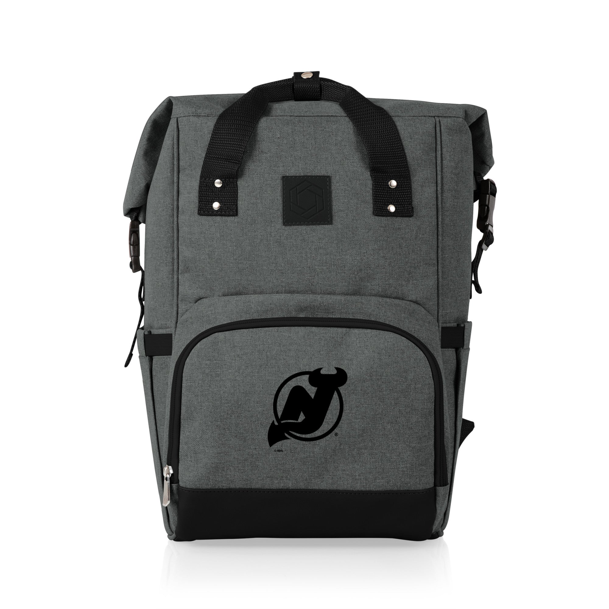 NEW JERSEY DEVILS - ON THE GO ROLL-TOP COOLER BACKPACK, (HEATHERED GRAY)