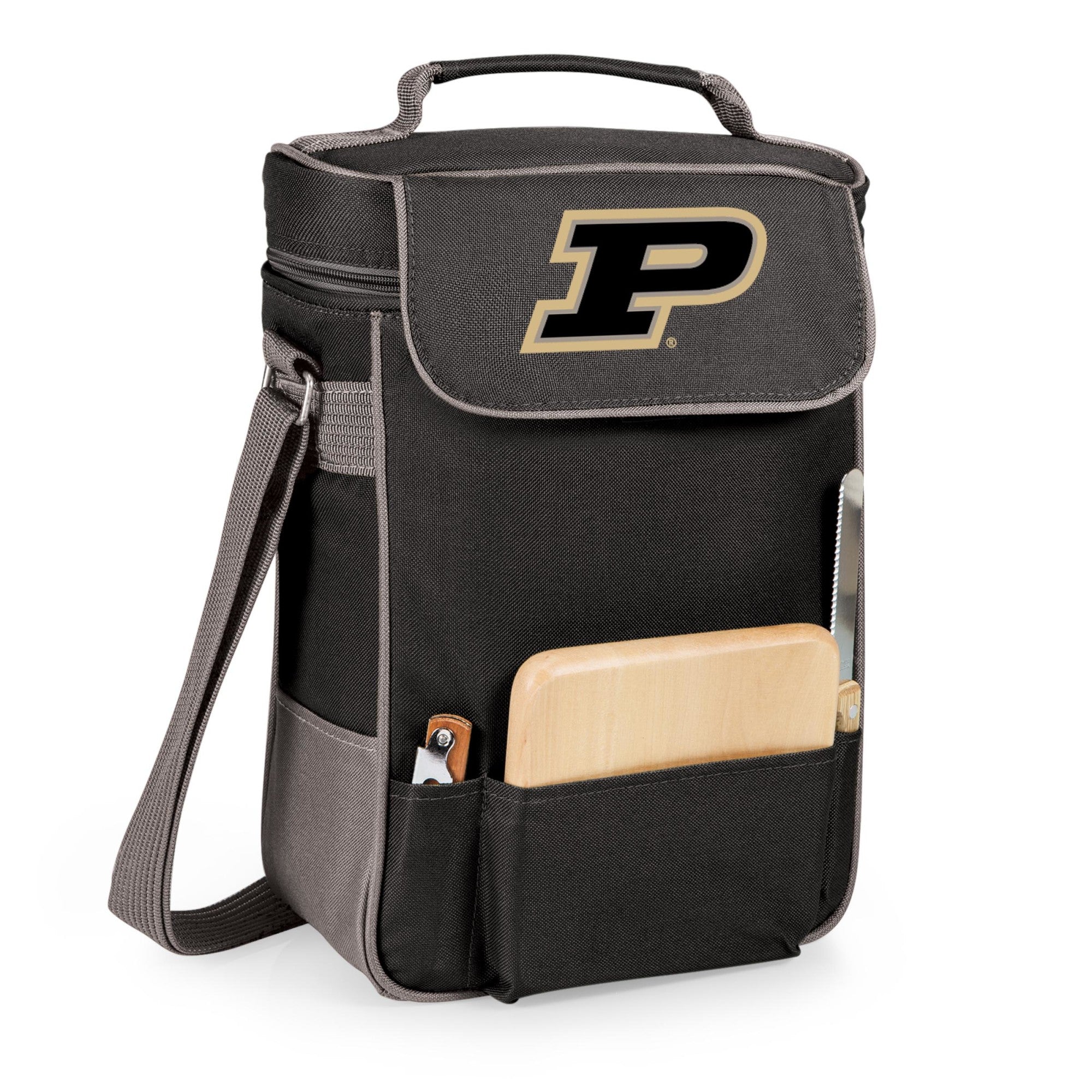 Purdue Boilermakers - Duet Wine & Cheese Tote, (Black with Gray Accents)