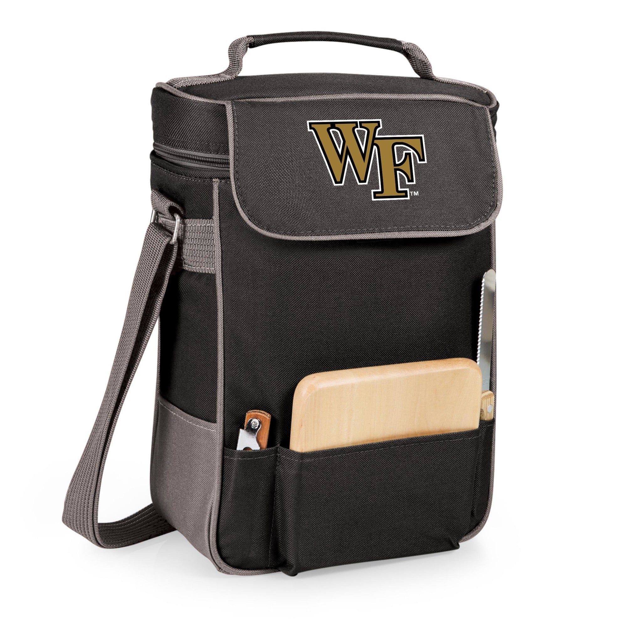 Wake Forest Demon Deacons - Duet Wine & Cheese Tote, (Black with Gray Accents)