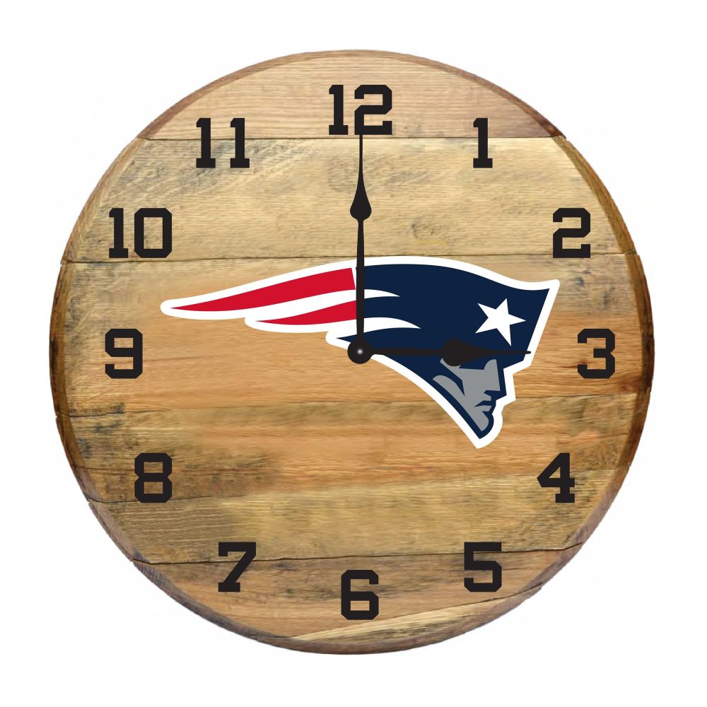 New England Patriots Oak Barrel Clock