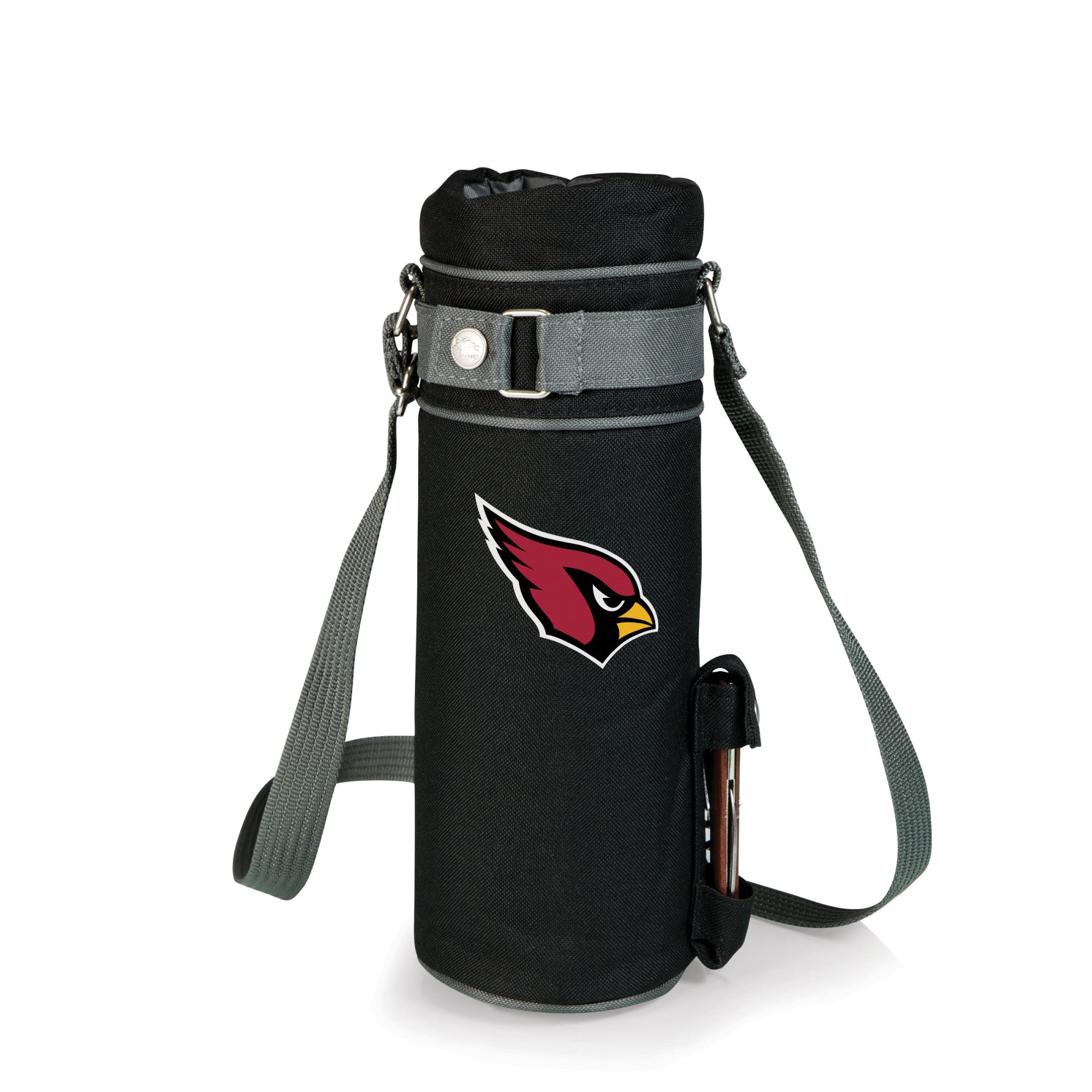 Picnic Time - Arizona cardinals - wine sack beverage tote, (black with gray accents)