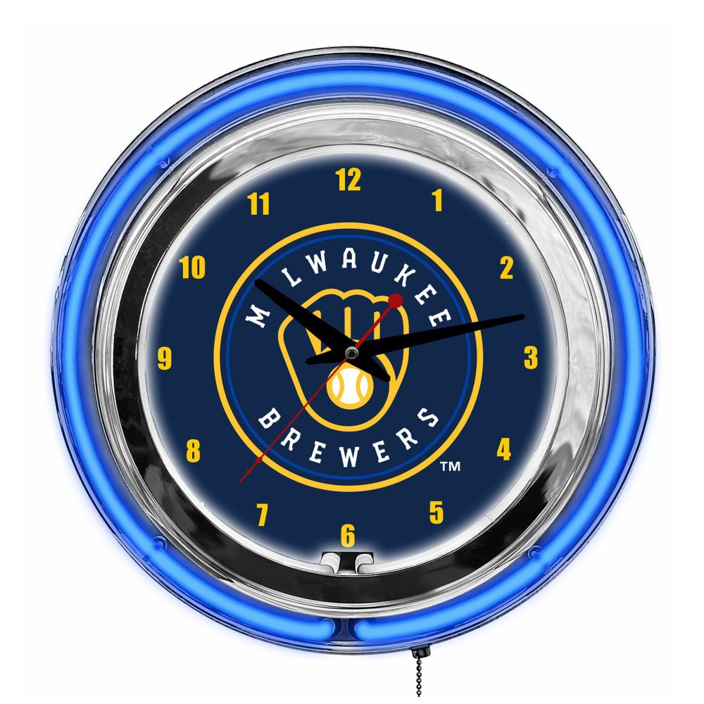 Milwaukee Brewers 14in Neon Clock