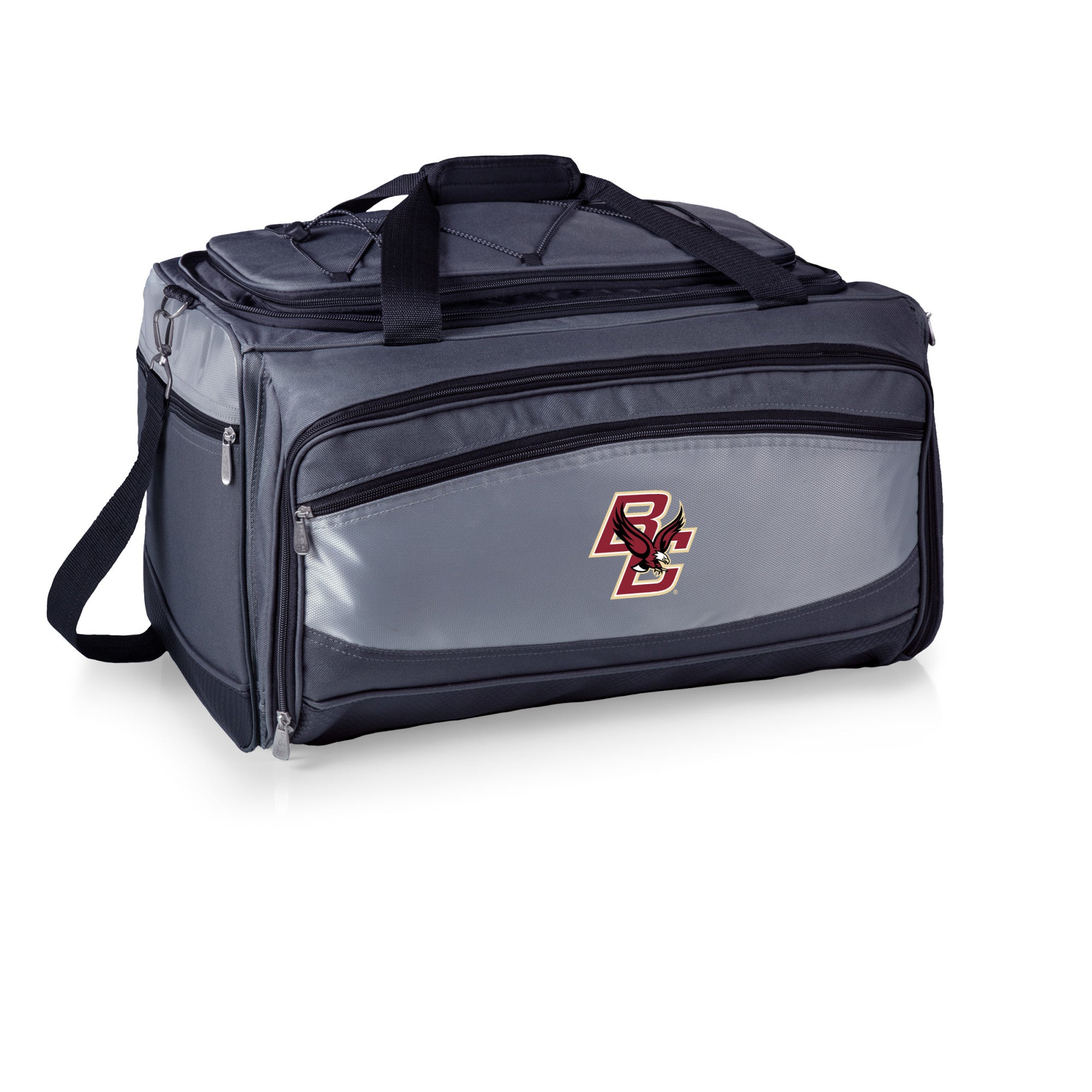 Boston College Eagles - Buccaneer Portable Charcoal Grill & Cooler Tote, (Black with Gray Accents)