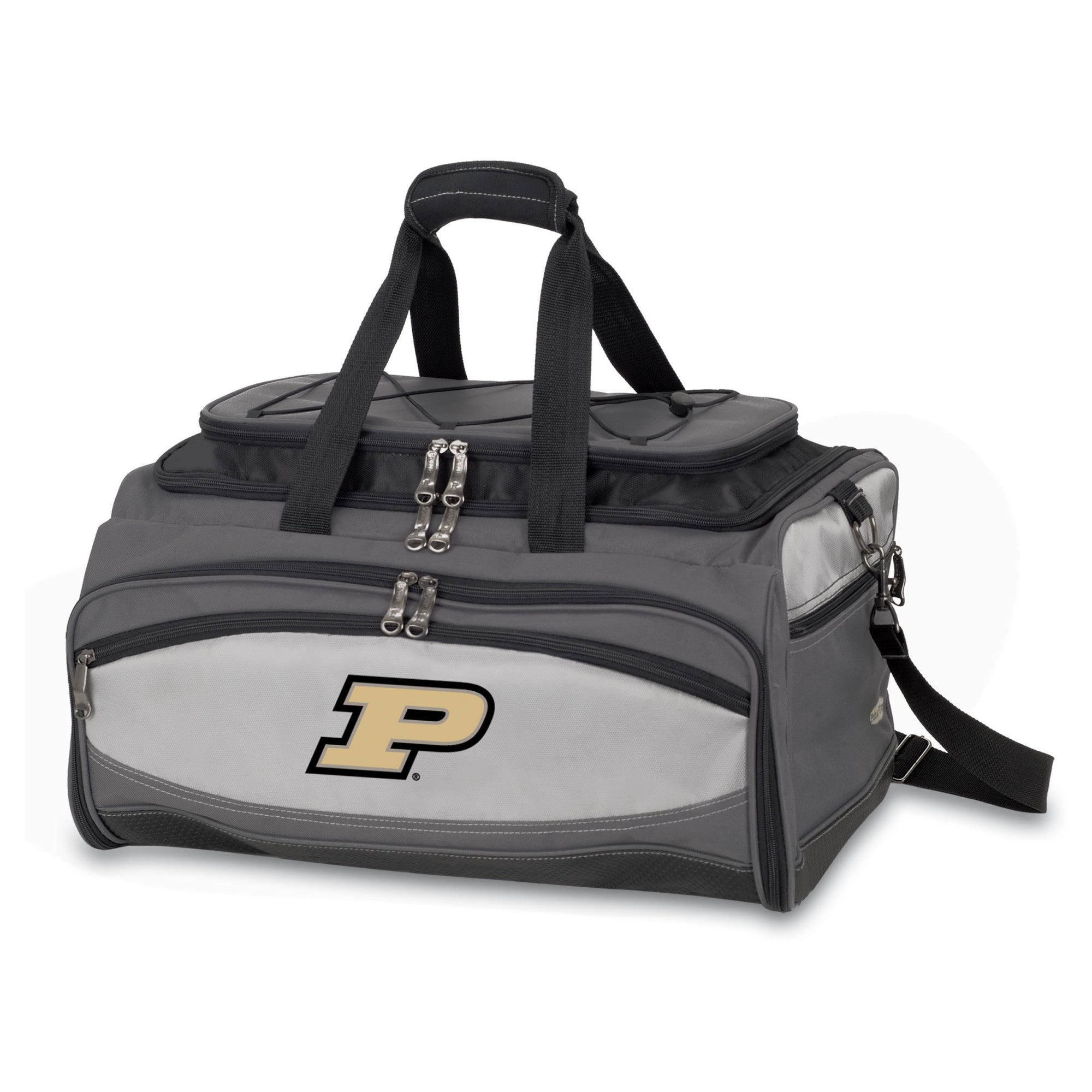 Purdue Boilermakers - Buccaneer Portable Charcoal Grill & Cooler Tote, (Black with Gray Accents)