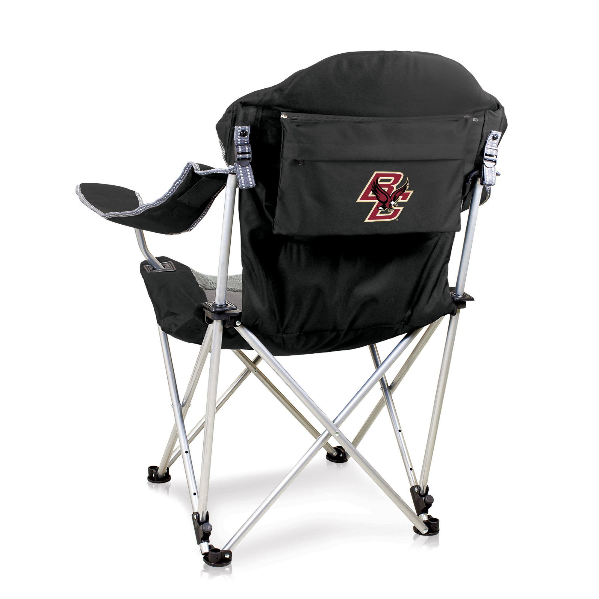 Boston College Eagles - Reclining Camp Chair, (Black with Gray Accents)