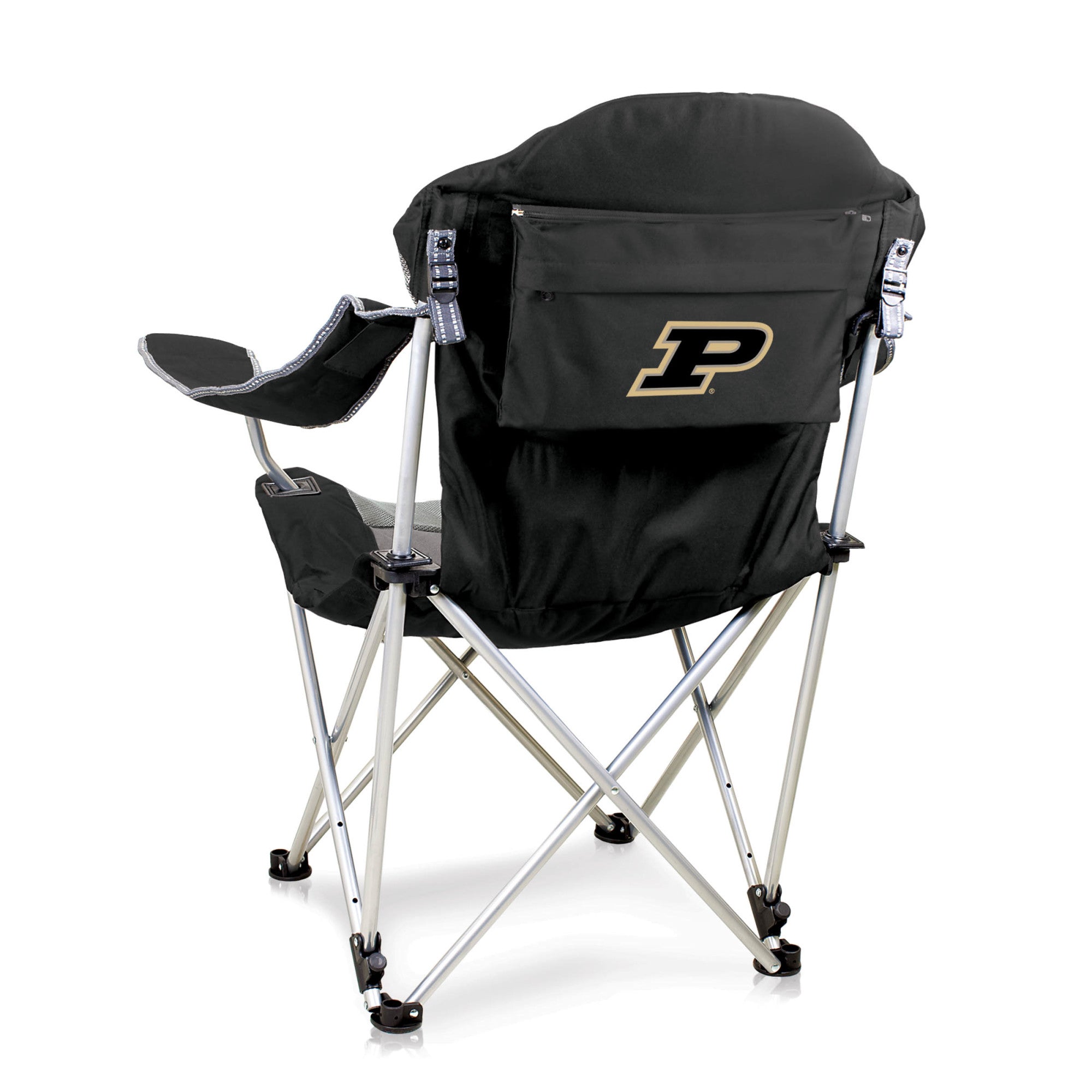 Purdue Boilermakers - Reclining Camp Chair, (Black with Gray Accents)