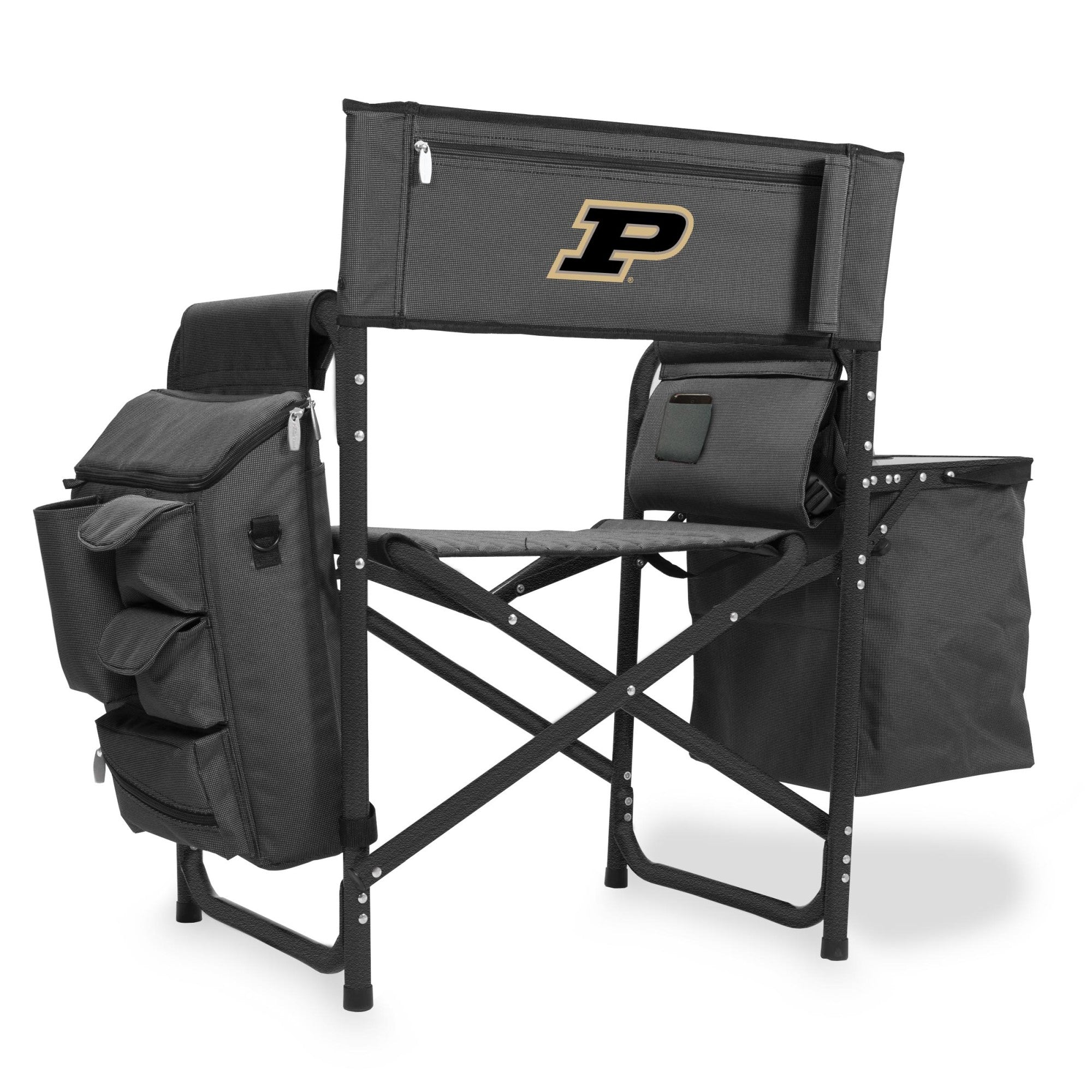 Purdue Boilermakers - Fusion Backpack Chair with Cooler, (Dark Gray with Black Accents)