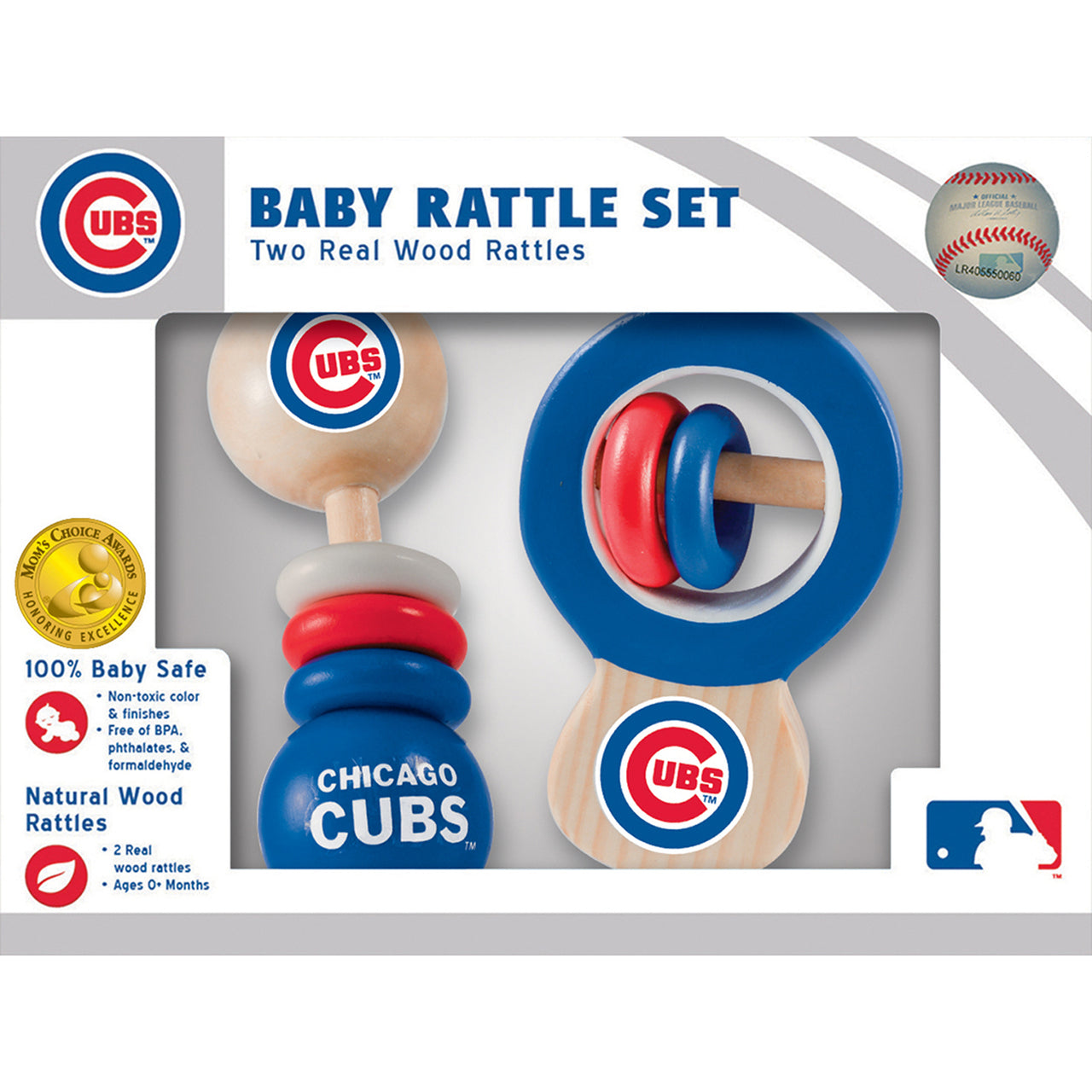 CHICAGO CUBS WOOD BABY RATTLES ( 2-PACK)