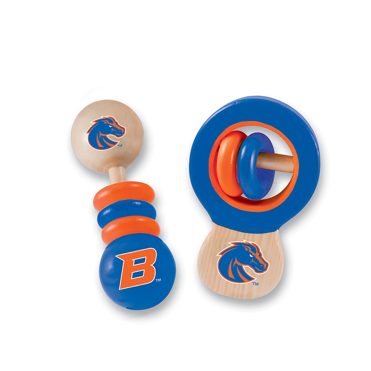 BOISE STATE REAL WOOD BABY RATTLES ( 2-PACK)