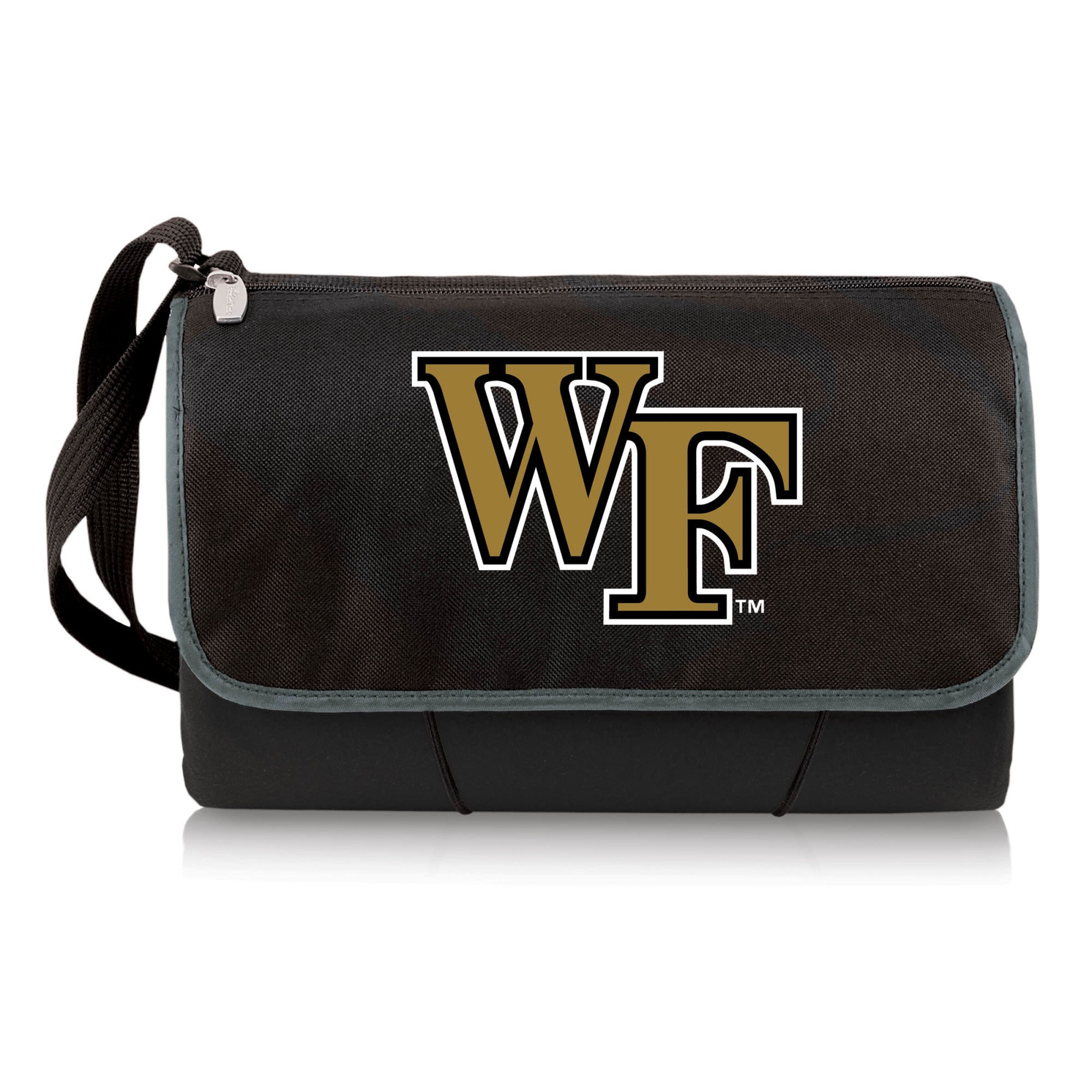 Wake Forest Demon Deacons - Blanket Tote Outdoor Picnic Blanket, (Black with Black Exterior)