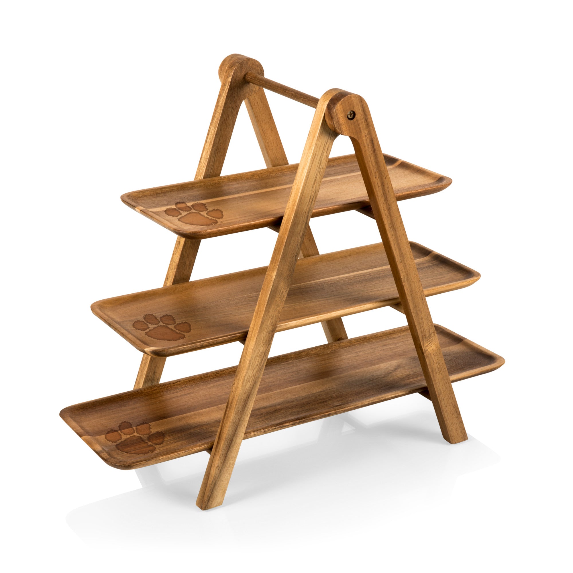Clemson Tigers - Serving Ladder - 3 Tiered Serving Station, (Acacia Wood)