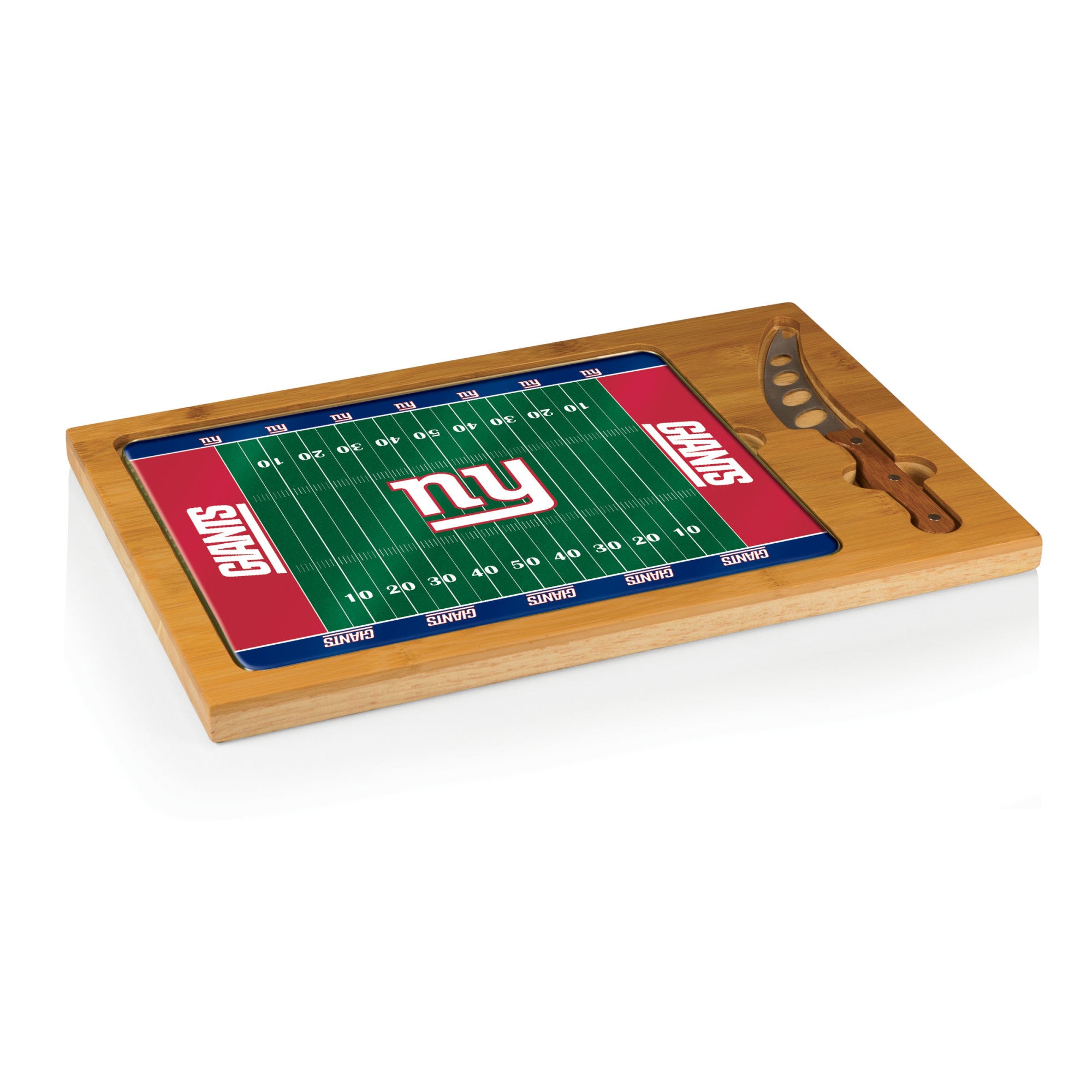 New York Giants - Icon Glass Top Cutting Board & Knife Set, (Rubberwood & Bamboo)