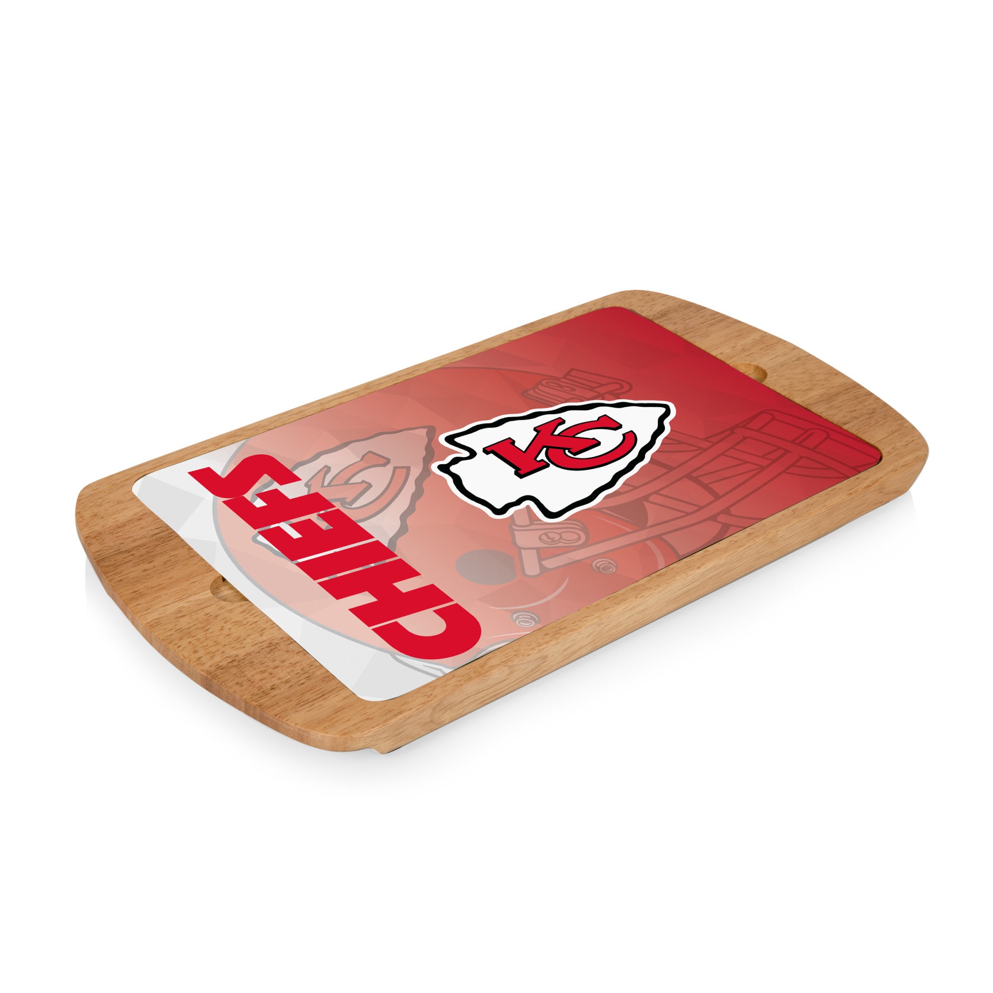 Kansas City Chiefs - Billboard Glass Top Serving Tray, (Rubberwood)